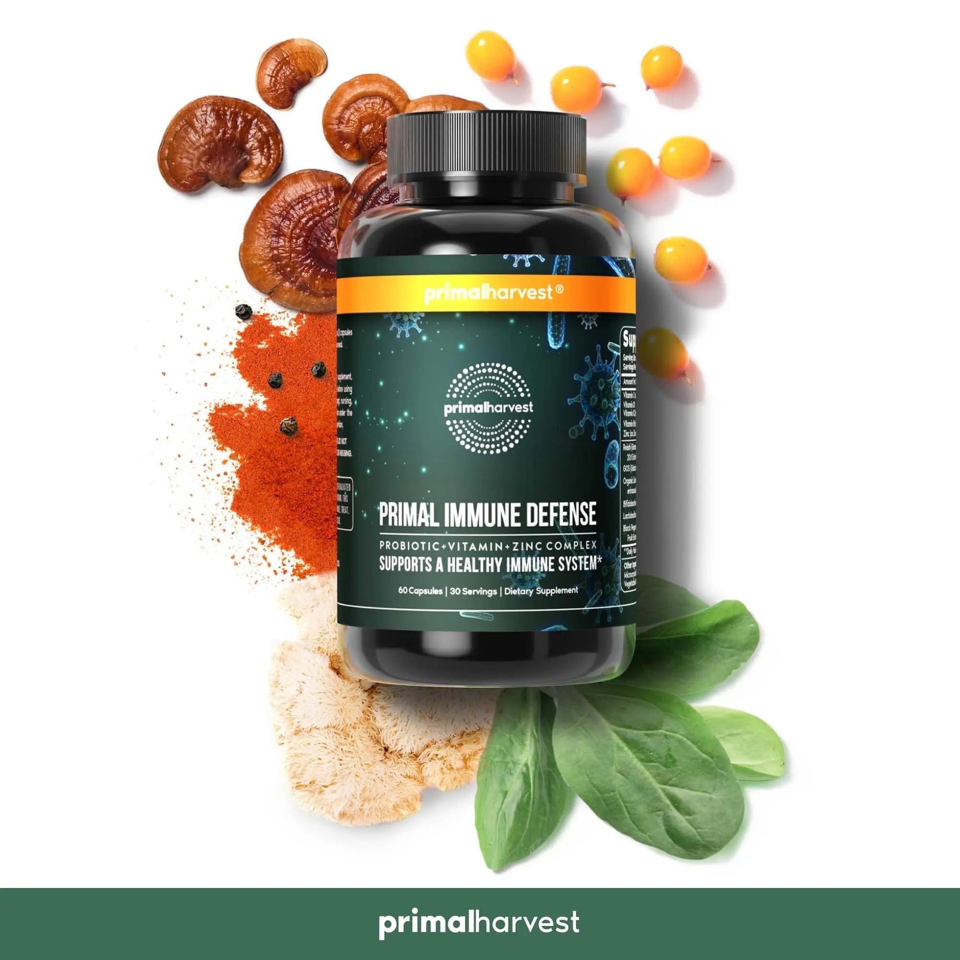 Primal Harvest Immune Defense 10-in-1 Supplement with Probiotics, Zinc, and Vitamins C, D3, K2, B6 Daily Immune Support for Adults Primal Harvest uk supplements
