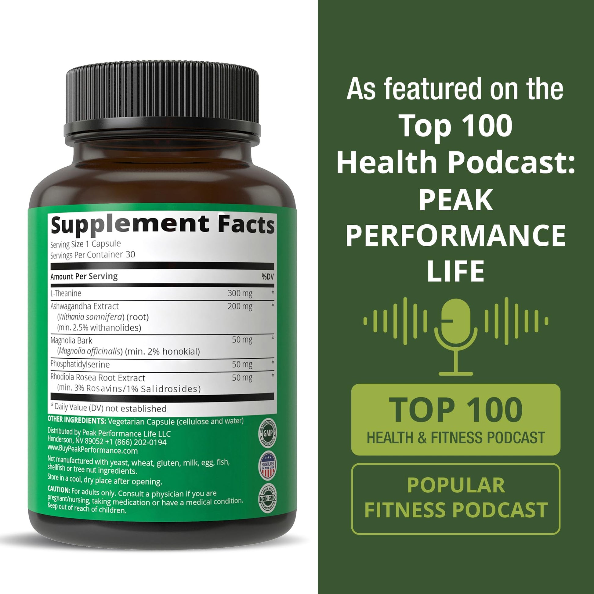 5-in-1 Cortisol Supplement for Women & Men. Lower High Cortisol with Ashwagandha, Rhodiola Rosea, L-Theanine, Phosphatidylserine, Magnolia Bark. Calm Relaxation, Balanced Energy, Vegan Supplements Peak Performance uk supplements