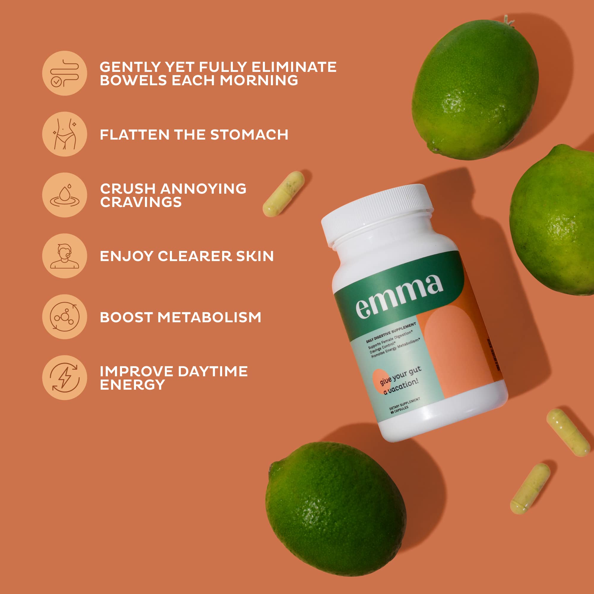 Emma Gut Health - Gas and Bloating Relief, Constipation, Leaky Gut Repair - Gut Cleanse Emma uk supplements