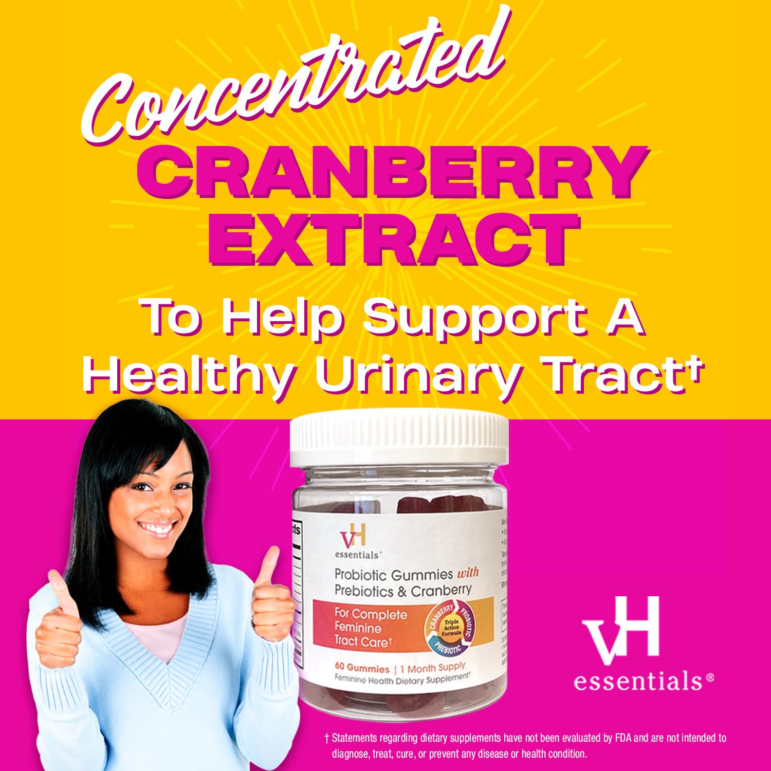 vH essentials Probiotic Gummies with Prebiotics & Cranberry, Concentrated Extract vH essentials uk supplements