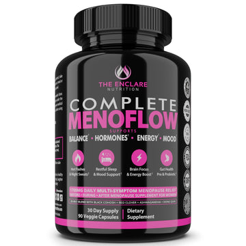 Menopause Supplement for Women – Complete MenoFlow 1700mg Daily Multi-Symptom Support, Hot Flash Relief, Hormone Balance, Mood & Energy, with Black Cohosh, Red Clover & Ashwagandha – 90 Veggie Caps THE ENCLARE NUTRITION uk supplements