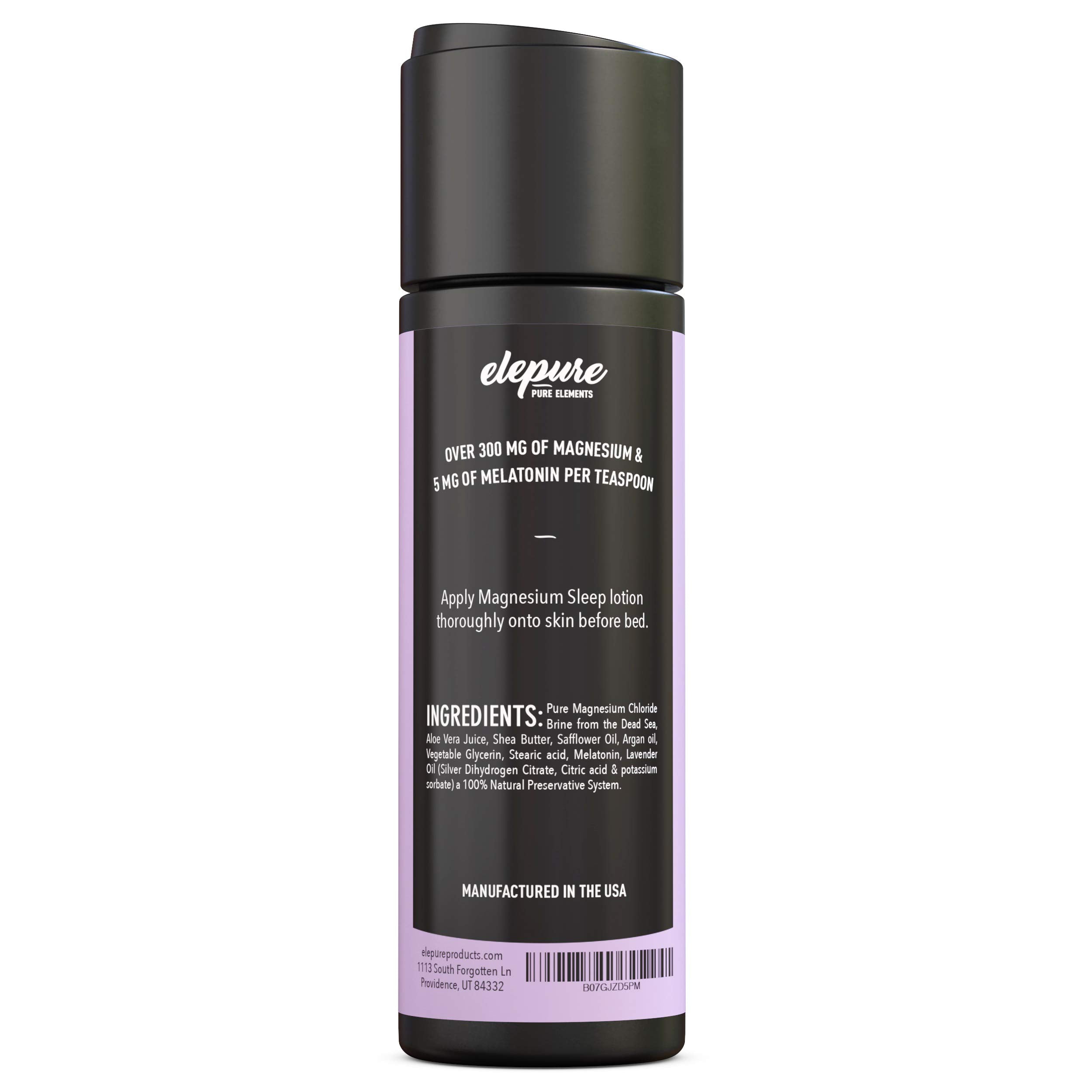 Elepure Pure Elements Magnesium Sleep Lotion with Lavender and Melatonin - Topical Application Night Cream- High Potency - Organic Materials - Large Size - Great Value - 8 fl. oz Elepure Pure Elements uk supplements