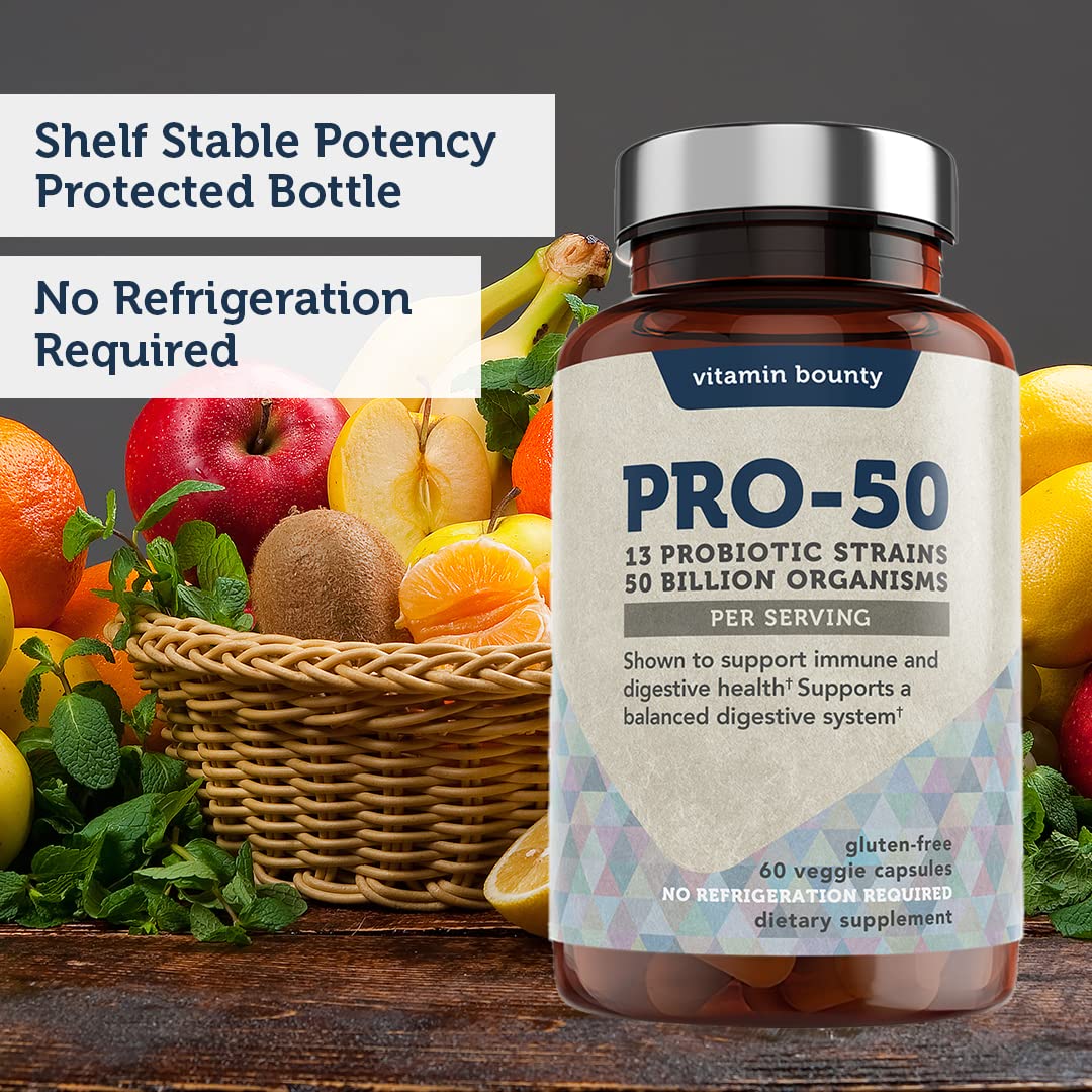 Vitamin Bounty Pro-50 Probiotics - 13 Probiotic Strains, Gut Health, Digestive Health Vitamin Bounty uk supplements