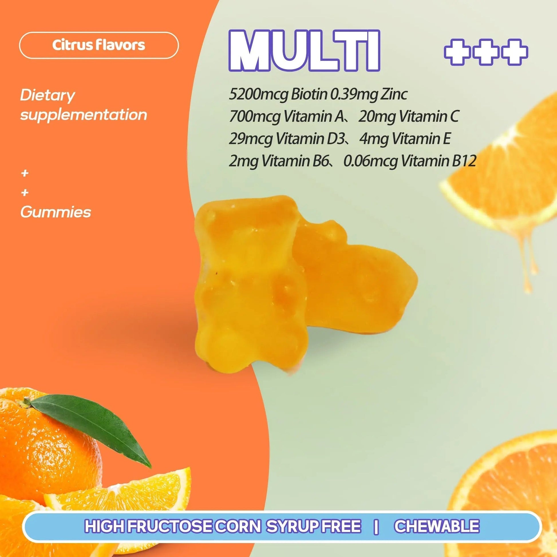 Faroromy Multivitamin Gummies for Adult 5200mcg Biotin, Citrus Flavored Daily Multivitamins with Vitamins A, C, D3, E, B6 and B12 Faroromy uk supplements