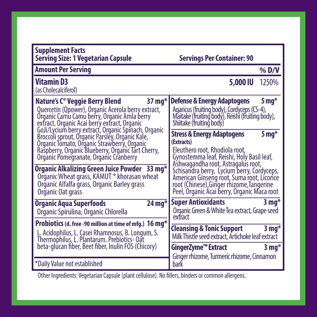 Paradise Herbs Earth's Blend Vitamin D3, Superfoods Base of Probiotics and Organic Alkalizing Greens, Veggies & Berries, 90 Vegetarian Capsules Paradise Herbs uk supplements