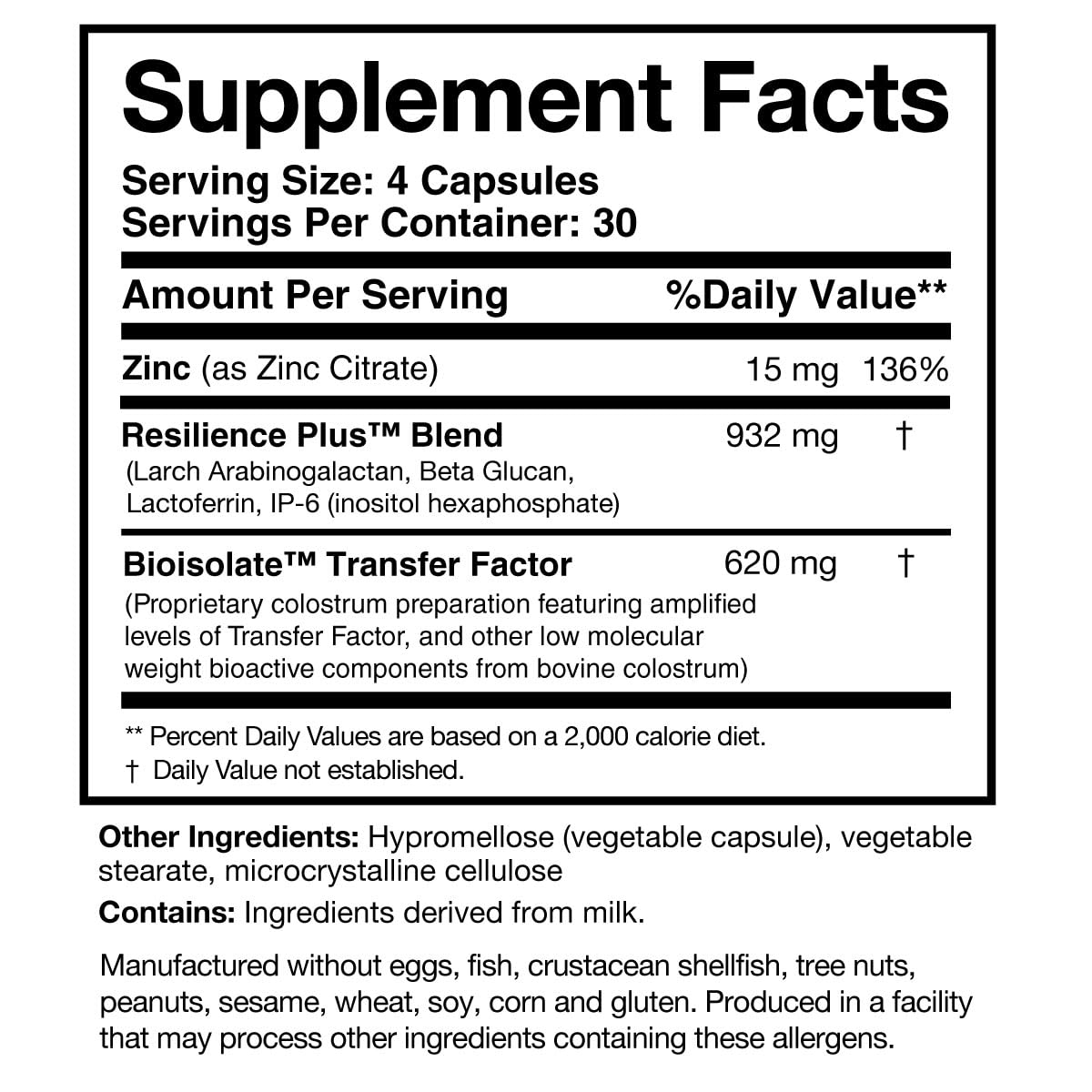 Researched Nutritionals Transfer Factor Rapid Response Immune Support Supplement - Colostrum Blend with Beta Glucan, IP-6 & Lactoferrin, Fast-Acting Innate & Adaptive Immune Modulation (120 Capsules) Researched Nutritionals uk supplements