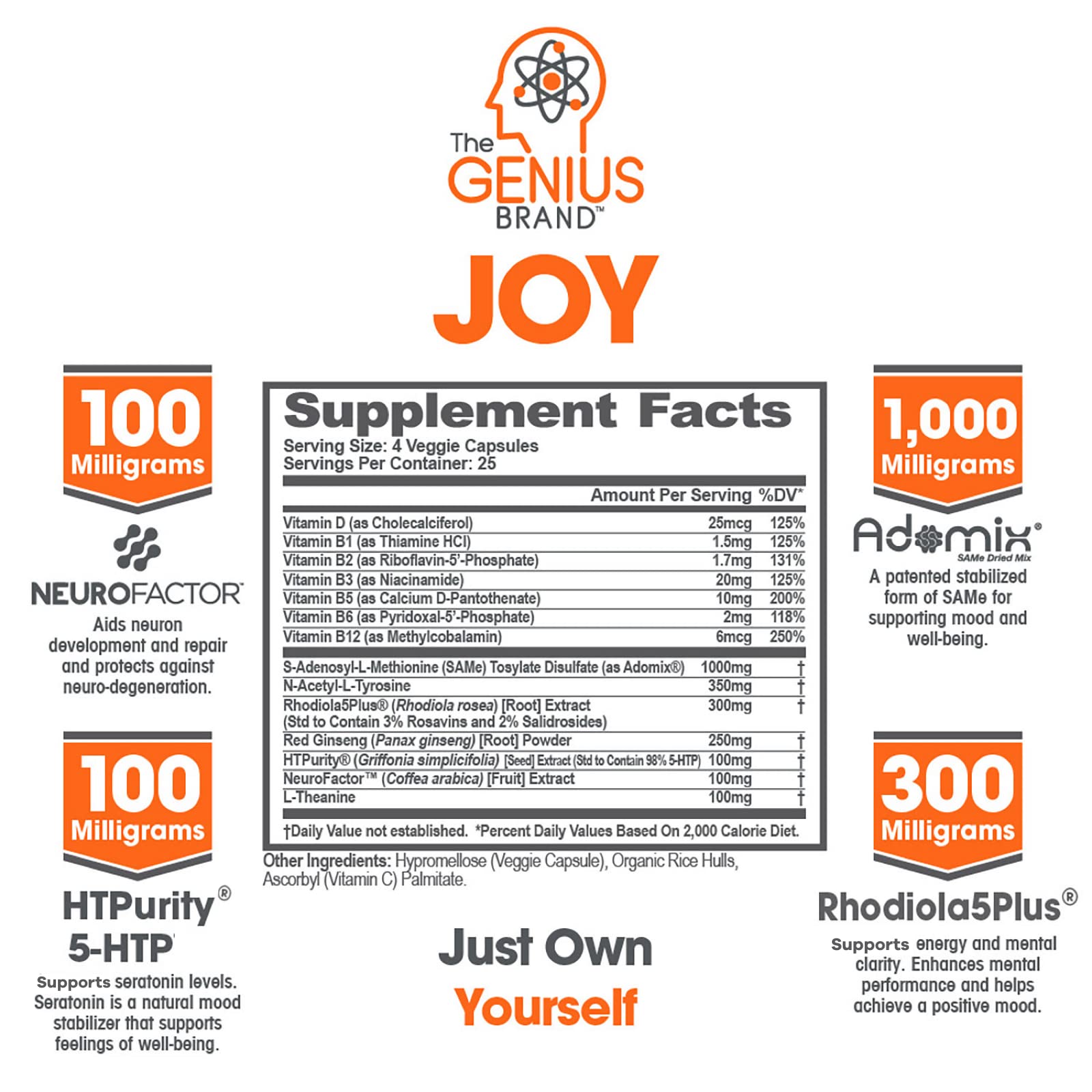 Genius Joy, Nootropic Mood Enhancer Supplement - Support Cognitive Health The Genius Brand uk supplements