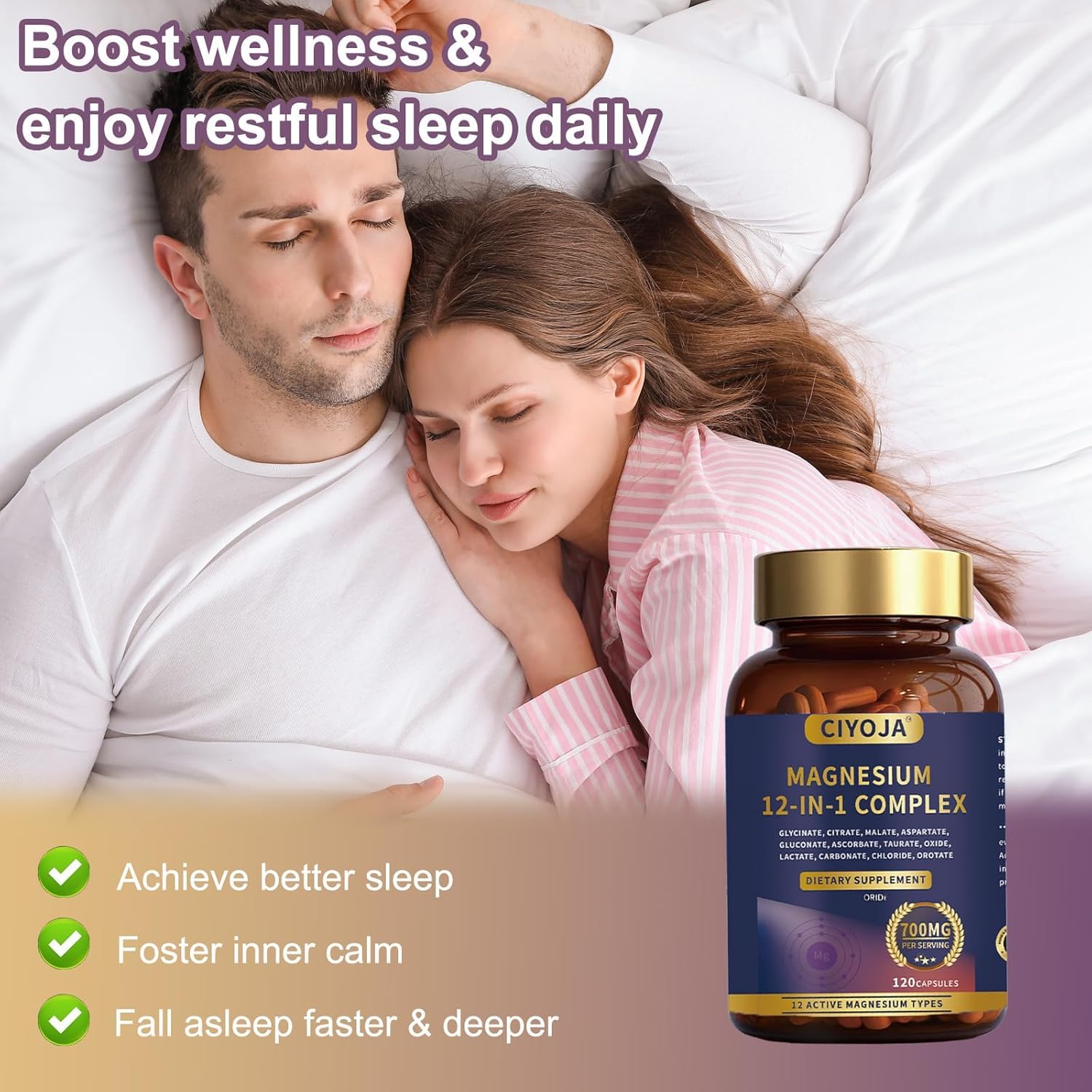 12 in 1 Magnesium Complex 700mg: Magnesium Supplement with Glycinate, Citrate, Malate, Taurate, High Absorption Magnesium for Sleep, Muscle Recovery, Nerve & Heart Support, Vegan, 120 Capsules CIYOJA uk supplements
