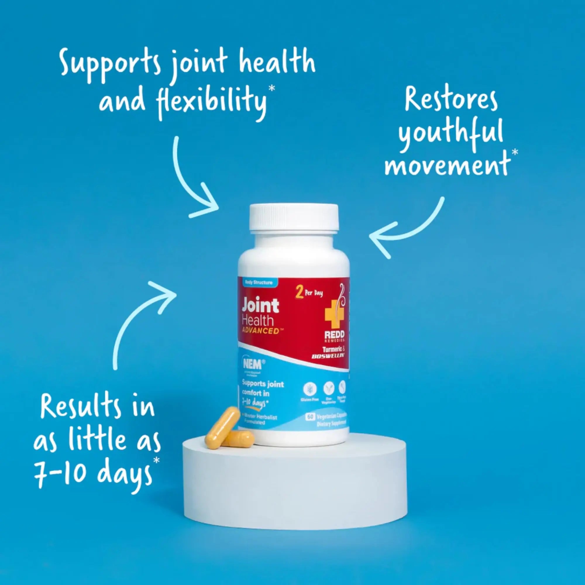 Redd Remedies, Joint Health Advanced, Helps Strengthen Connective Tissue and Cartilage, Fast-Acting Comfort with Boswellia Serrata and Turmeric, 60 Vegetarian Capsules Redd Remedies uk supplements