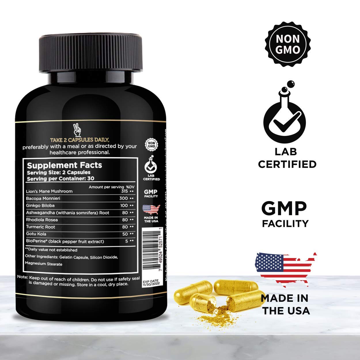 SOLOMON WISDOM Brain Booster – Nootropic Dietary Supplement for Memory Boost – 60 All-Natural Capsules to Enhance Focus & Improve Concentration & Clarity SOLOMON WISDOM uk supplements