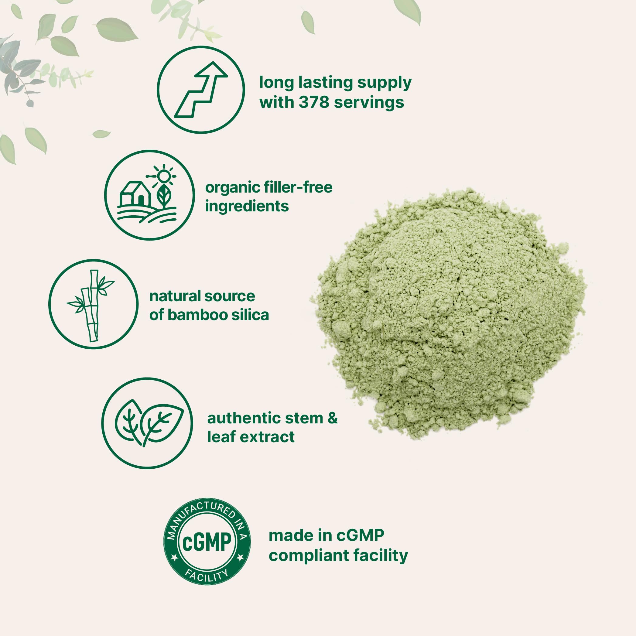 Micro Ingredients Organic Bamboo Extract Powder, 8oz (378 Servings) | Bamboo Plant Silica & Mineral Supplements | Natural Stem & Leaf Extract | Non-GMO, Gluten Free, Vegan Friendly Micro Ingredients uk supplements