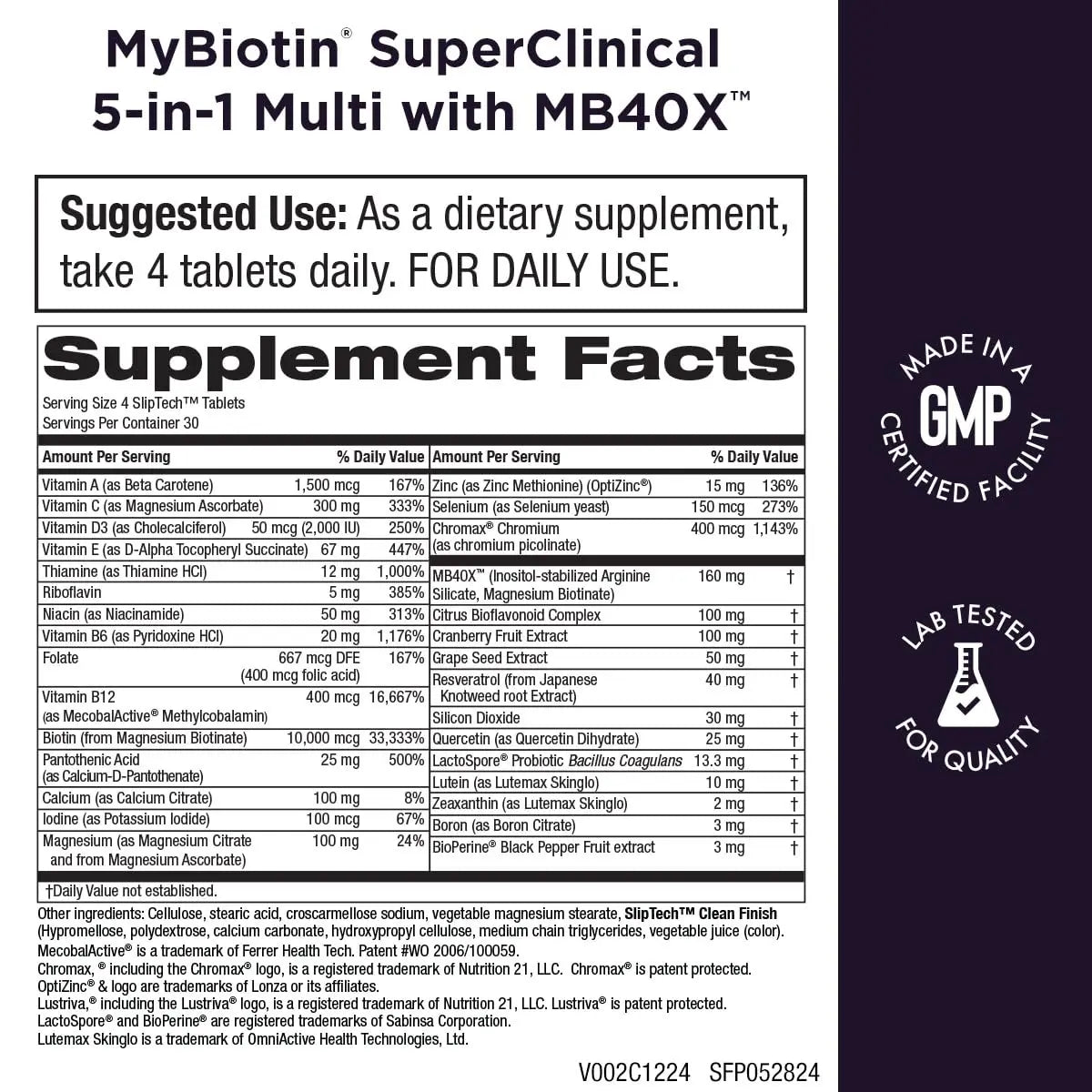 Purity Products MyBiotin SuperClinical New 5-in-1 Elite Multivitamin + MB40X Biotin Matrix Daily Multi - Thicker Hair Starting in 3 Weeks Purity Products uk supplements