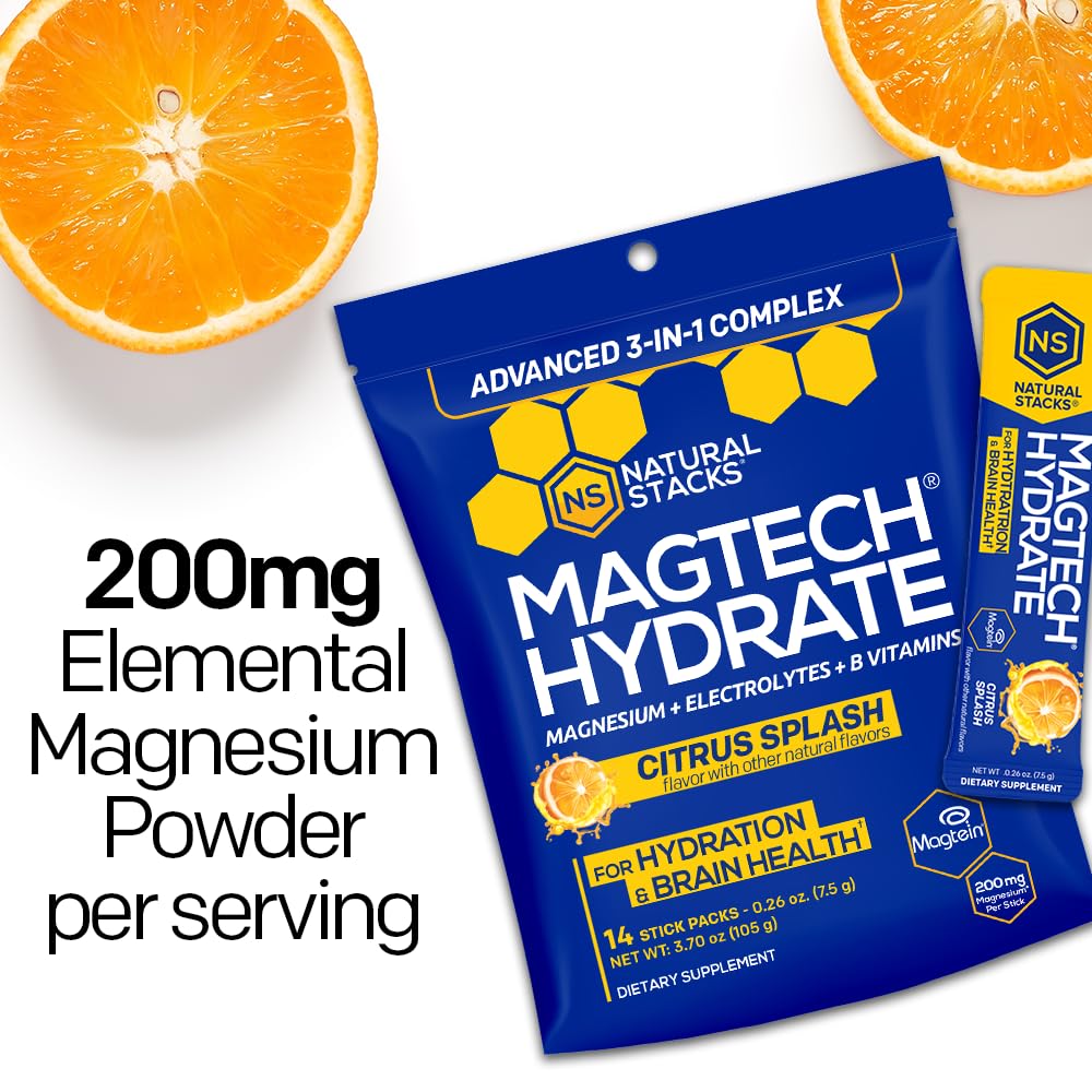 NATURAL STACKS Creatine Monohydrate & Magtech Hydrate Bundle - 2500mg Creatine + 200mg Elemental Magnesium Per Serving - Supports Hydration, Brain Health & Endurance - 44 Total Servings NATURAL STACKS uk supplements