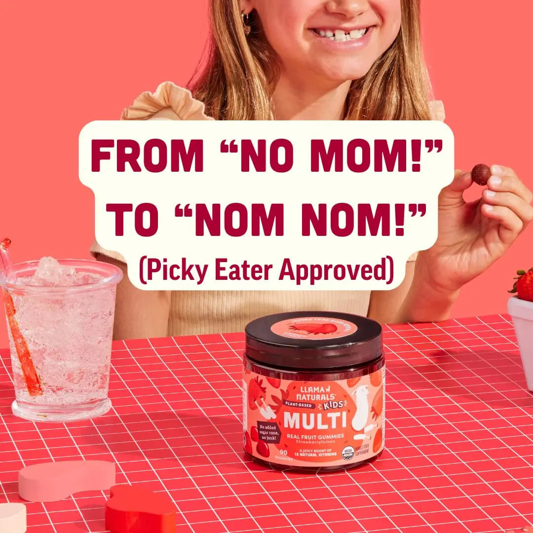 Llama Naturals Kids Multivitamin Gummies | Real Fruit, No Added Sugar Cane | Organic Vegan Toddler Whole Food Vitamins | Llama Naturals uk supplements