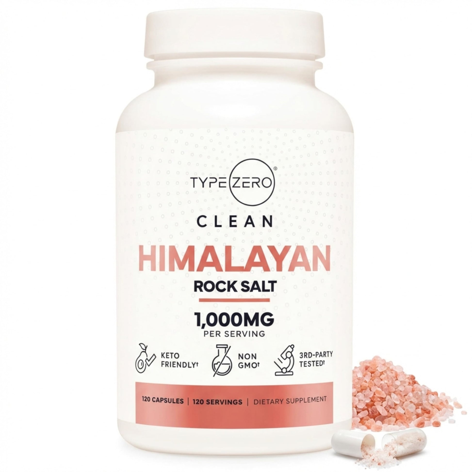 Type Zero Himalayan Rock Salt Capsules (120 Capsules) (1000mg per Serving) Type Zero uk supplements