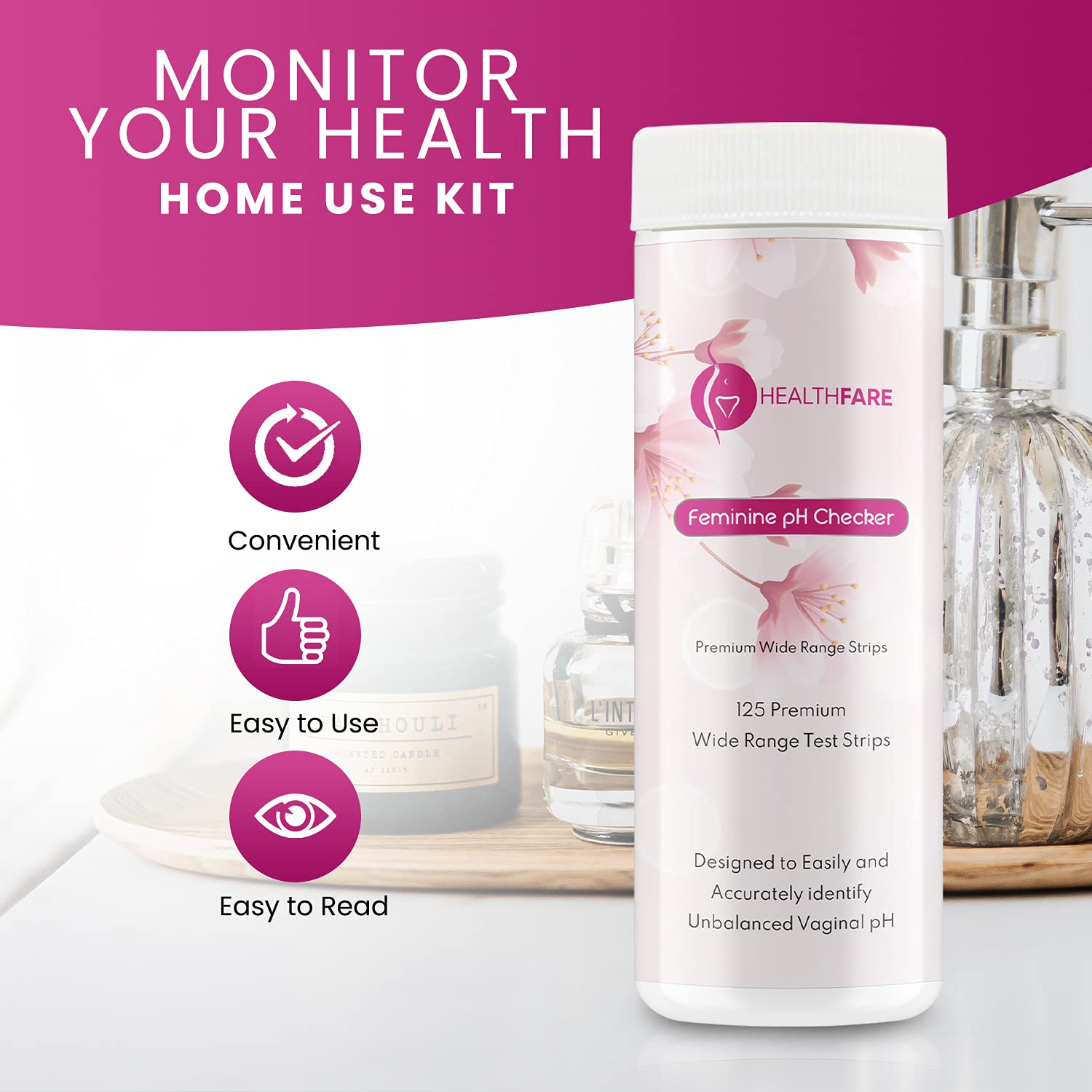 Healthfare Feminine pH Checker Test Strips to Monitor Intimate Health, Balance pH Level 3.0-5.5 Healthfare uk supplements