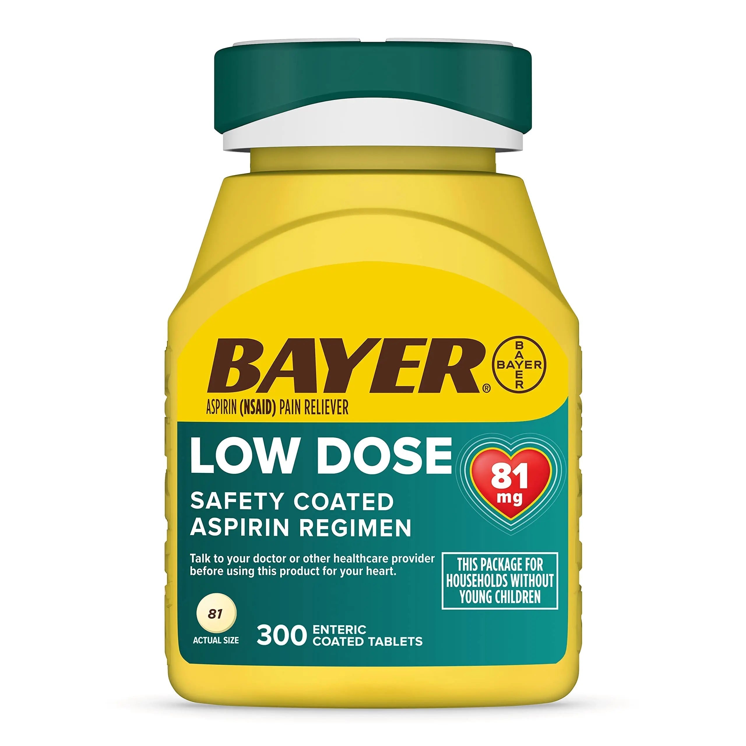 Bayer Aspirin Low Dose 81 mg, Enteric Coated Tablets, Doctor Recommended, Secondary Prevention of Cardiovascular Disease, 300 Safety Coated Tablets (Packaging may vary) Bayer uk supplements