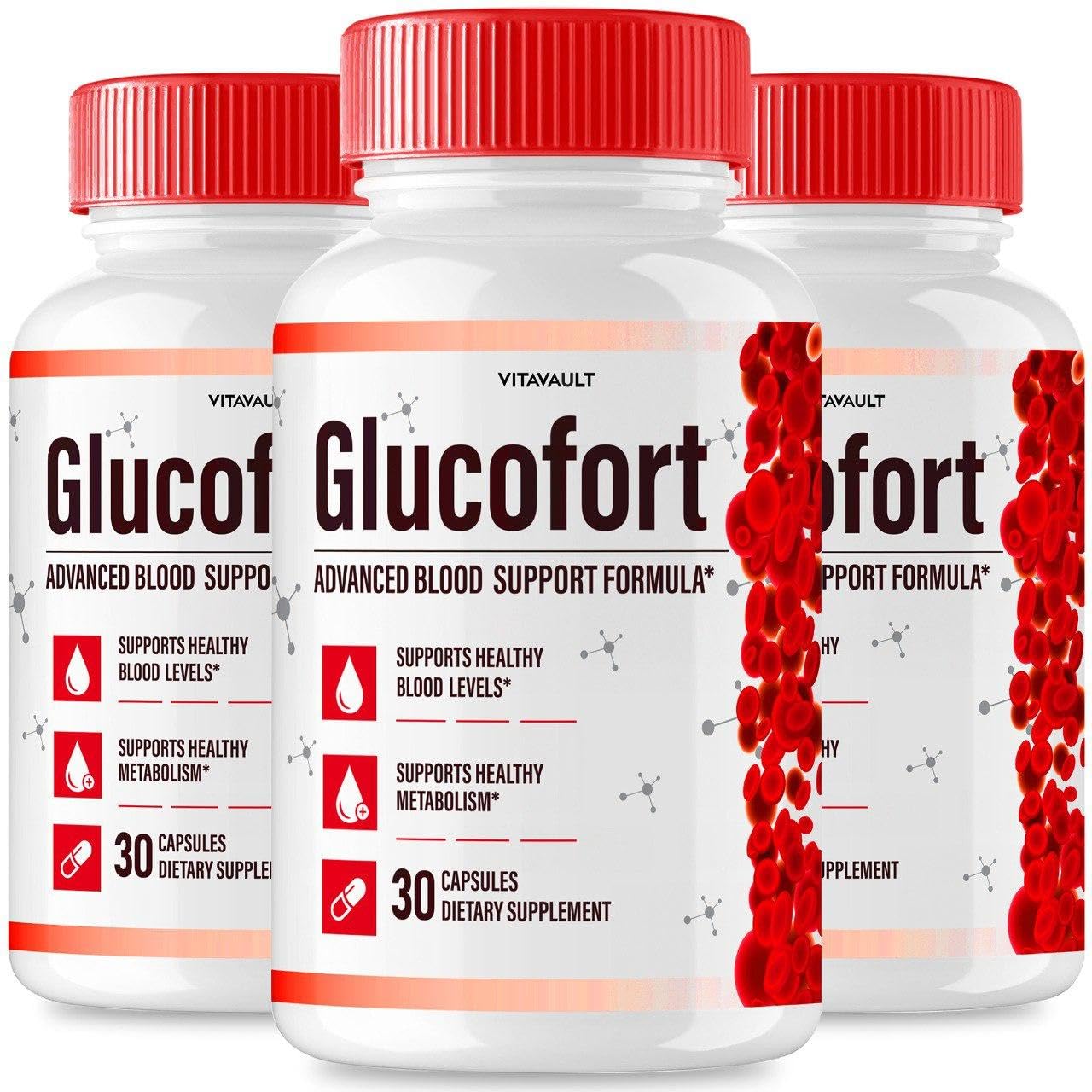(3 Pack) Glucofort, Max Advanced Blood Support Formula Capsules Vitavault uk supplements