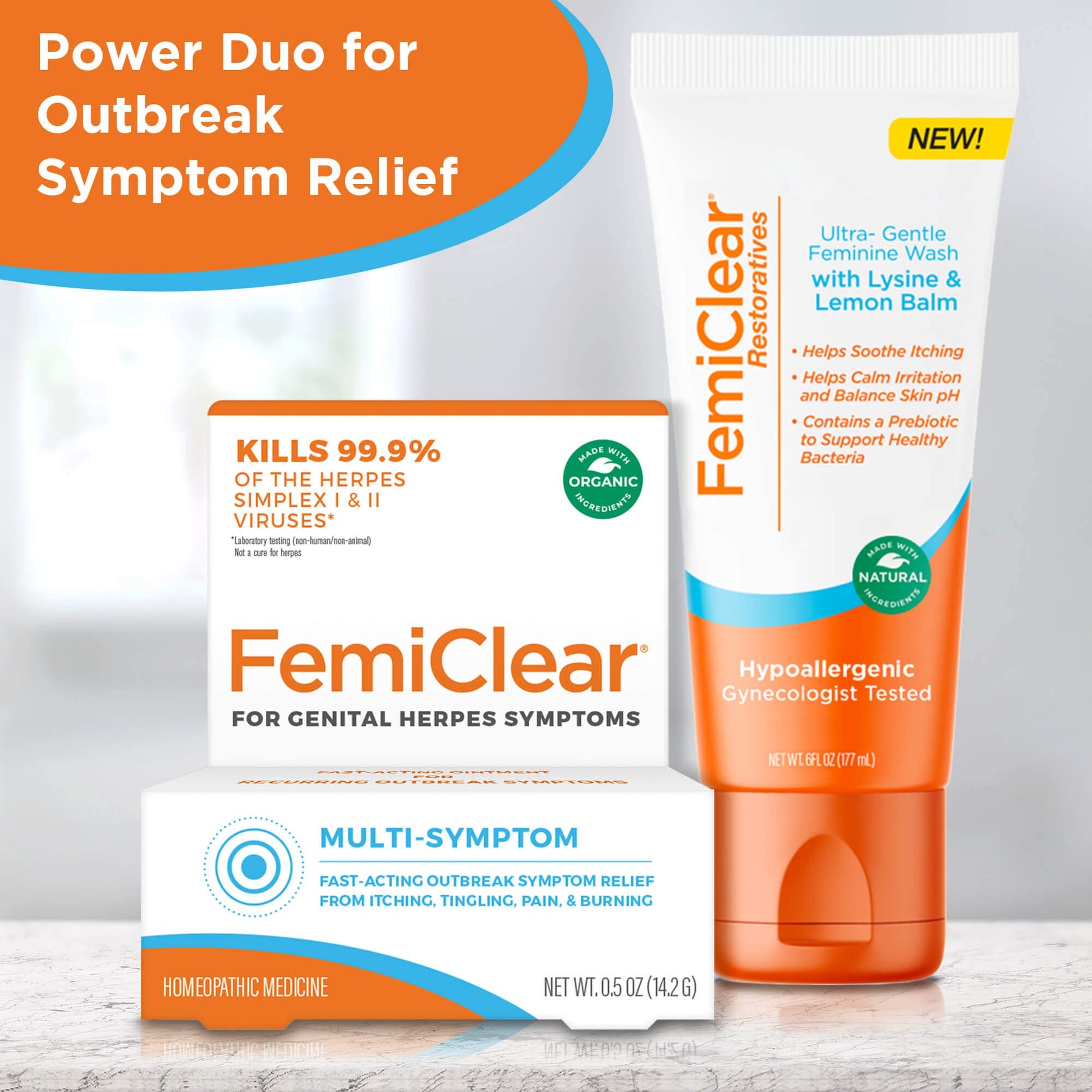 FemiClear® Restoratives Ultra-Gentle Feminine Wash, Made with Lysine & Lemon Balm, Natural Ingredients FemiClear uk supplements