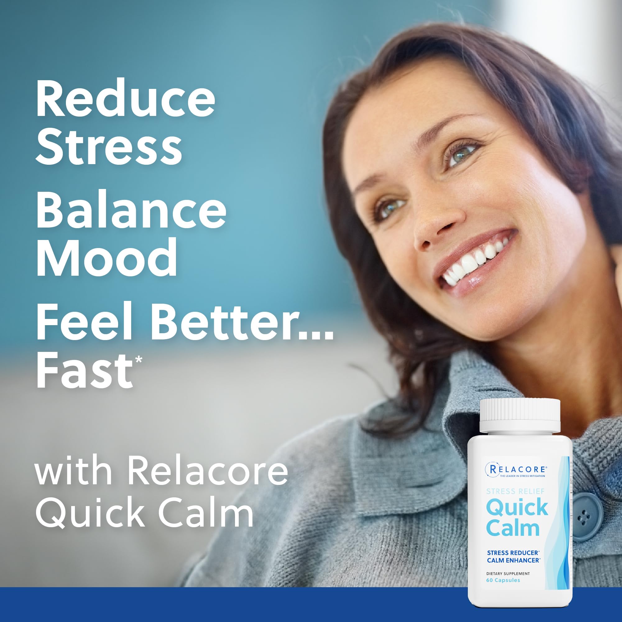 Relacore Quick Calm Mood Support Supplement with Ashwagandha, L-Theanine, Rapid Stress Relief and Relaxation – Cortisol Supplement - 60 ct Relacore uk supplements