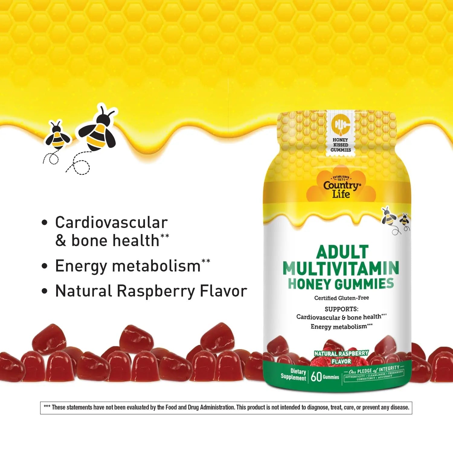 Country Life® Tart Cherry & Adult Multivitamin Honey Gummies - Bundle - Non-GMO - Certified Gluten Free Country Life uk supplements