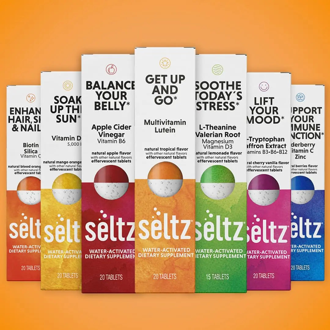 Seltz® Get Up and Go – Effervescent Multivitamin with Lutein for Daily Energy, Eye Health & Antioxidant Support Seltz uk supplements