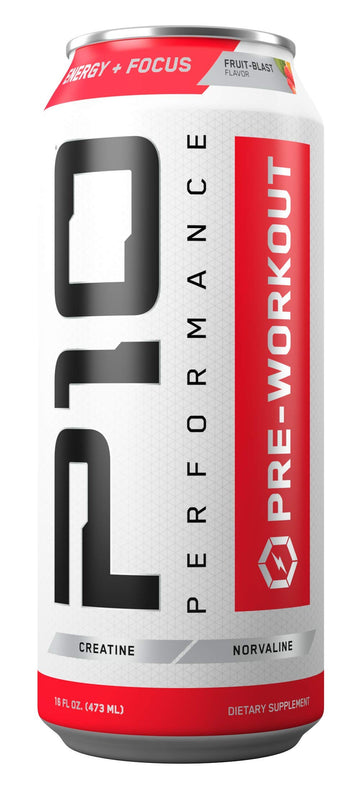 P10 Performance Sugar-Free Pre Workout Drink - 12-Pack, Fruit Blast, 12oz Cans - Energy P10 Performance uk supplements