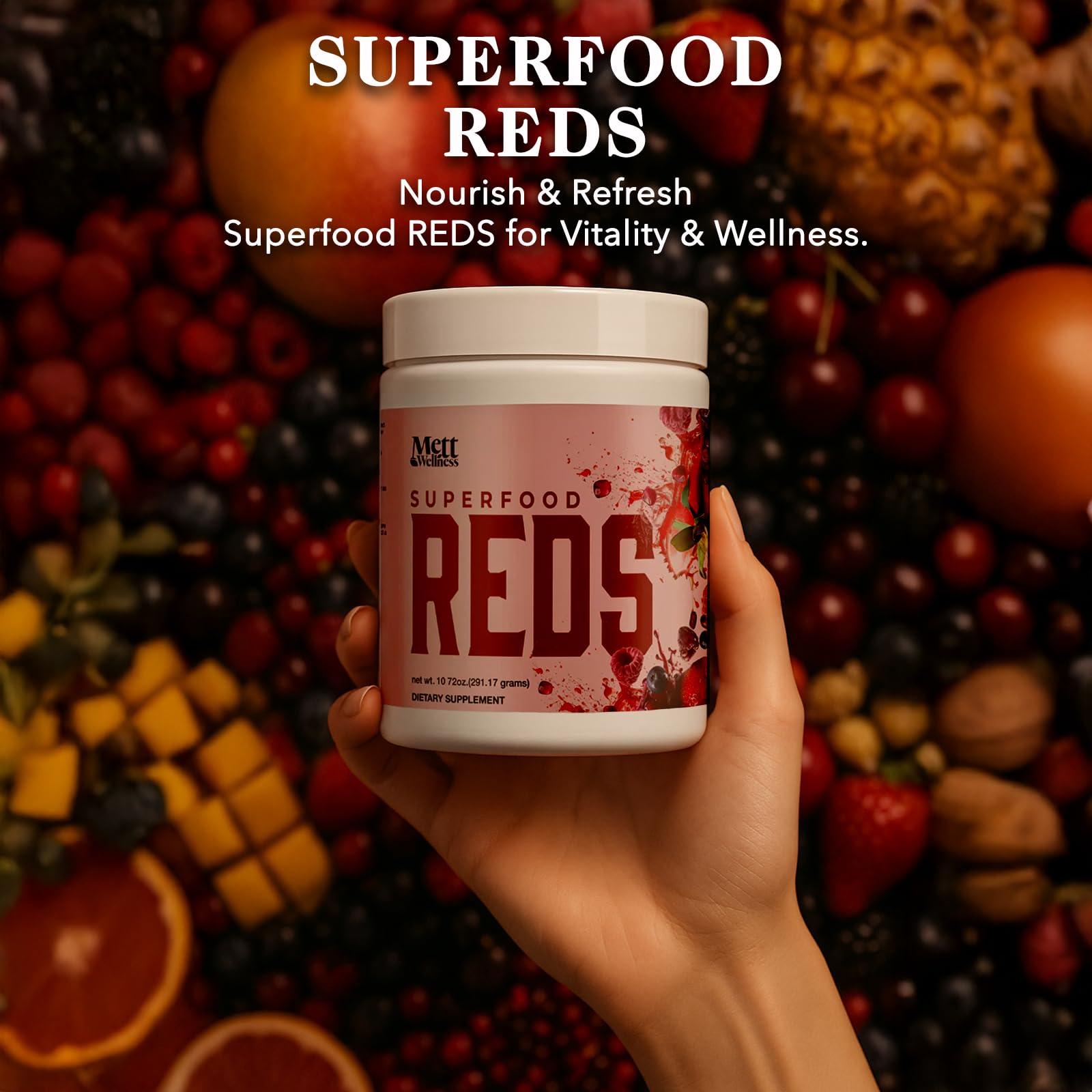 Mett Wellness Superfood REDS | 10.72 oz | With Vitamins A, C & E | Helps Maintain Nitric Oxide Levels | Supports Daily Wellness Mett Wellness uk supplements