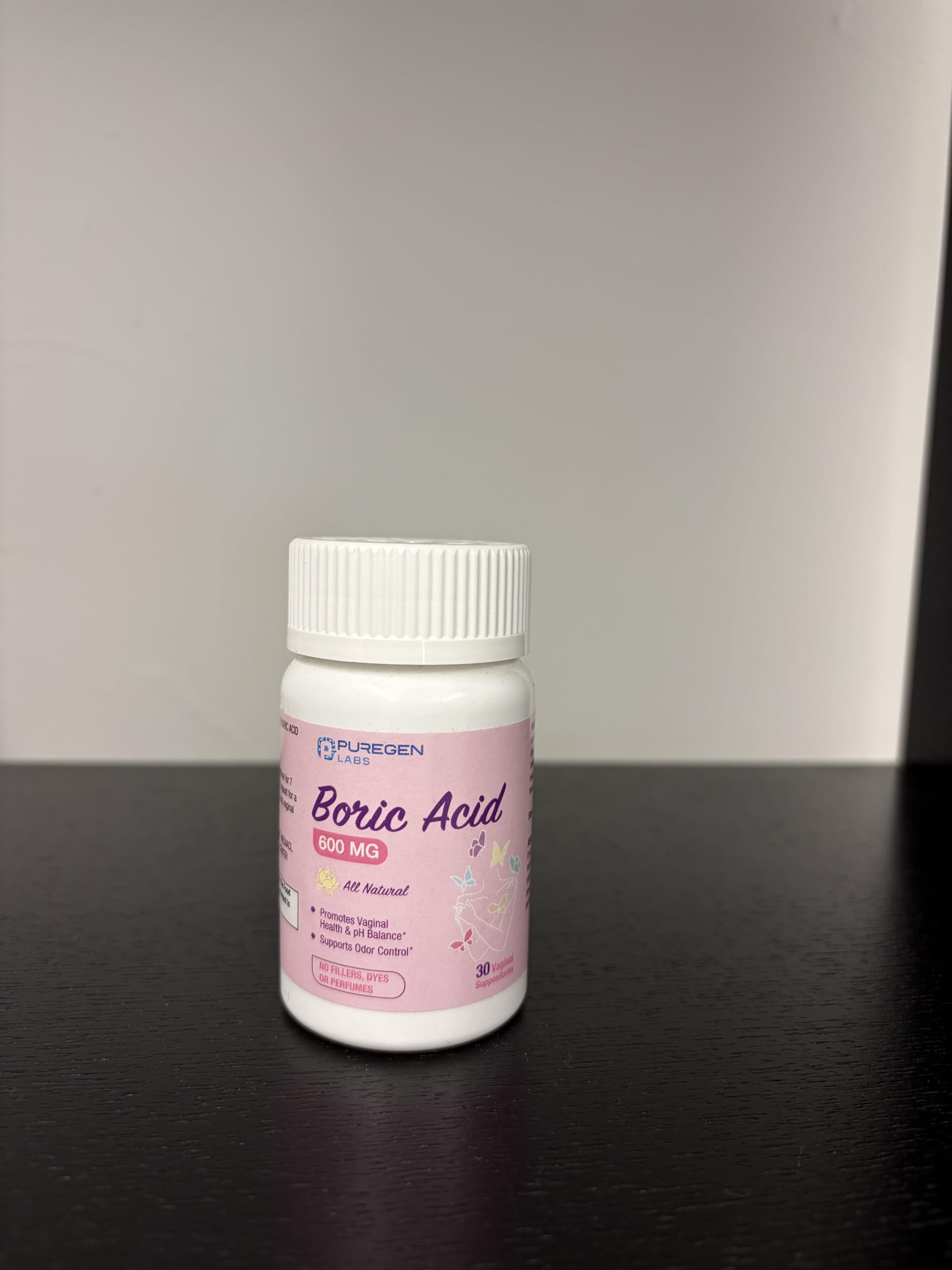Puregen Labs Boric Acid 600 mg Vaginal Suppositories - 100% Pure | All Natural Without Dyes or Fillers | Made in USA - Supports Vaginal pH Balance and Odor Control (30 Count) P Puregen Labs uk supplements