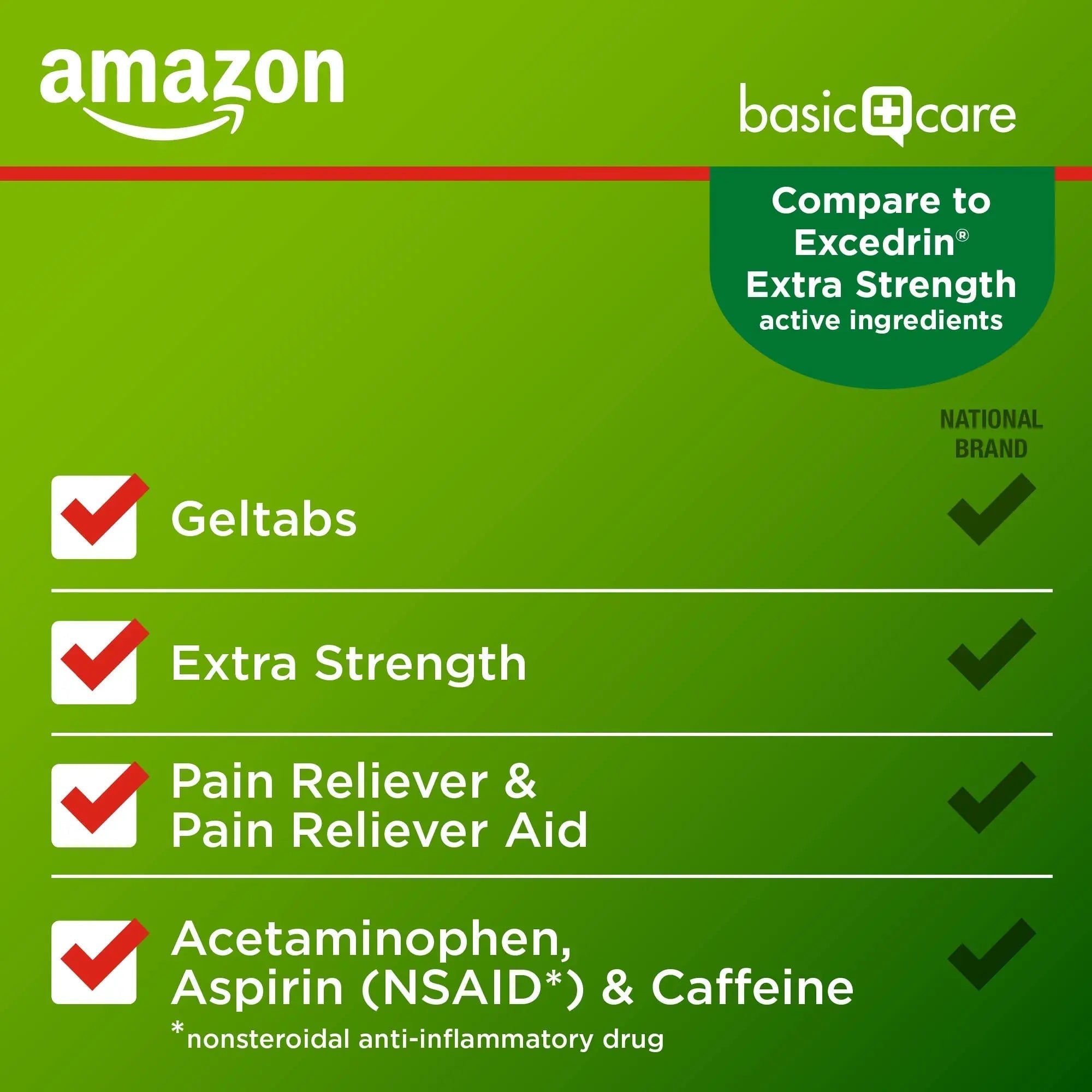 Amazon Basic Care Extra Strength Headache Relief Geltabs, Pain Reliever for Arthritis, Menstrual Pain and Cramps, 80 Count Amazon Basic Care uk supplements