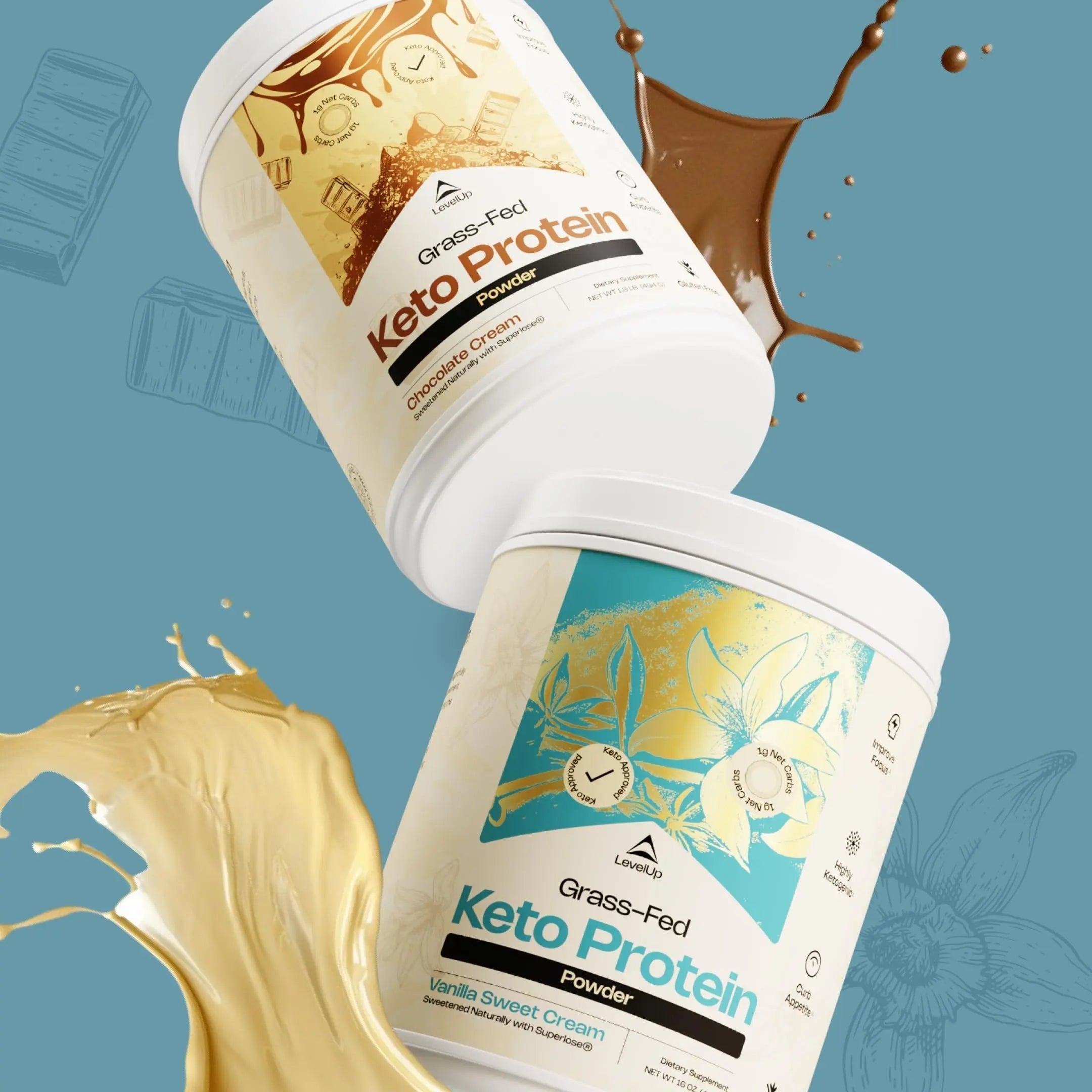 LevelUp Keto Protein, with Collagen Peptides, Energizing MCT, Whey Isolate Protein, Ketogenic Protein Powder Supplement - Vanilla Sweet Cream LevelUp uk supplements