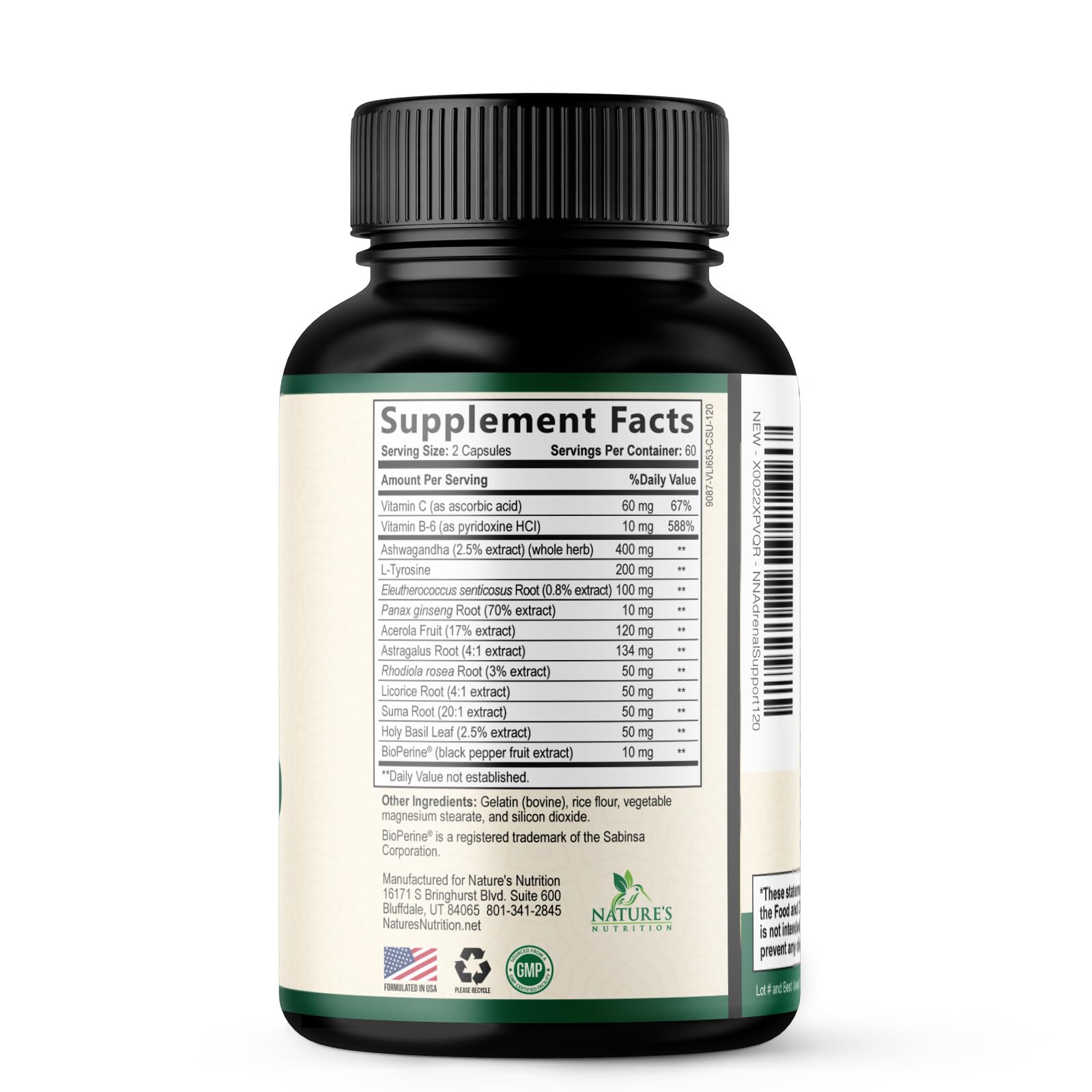 Nature's Nutrition Adrenal Support Supplements Cortex Complex, Best Energy Supplement, Supports Health & Energy Levels, Daily Ashwagandha for Women & Men, Supports Immune System, 120 Capsules Nature's Nutrition uk supplements