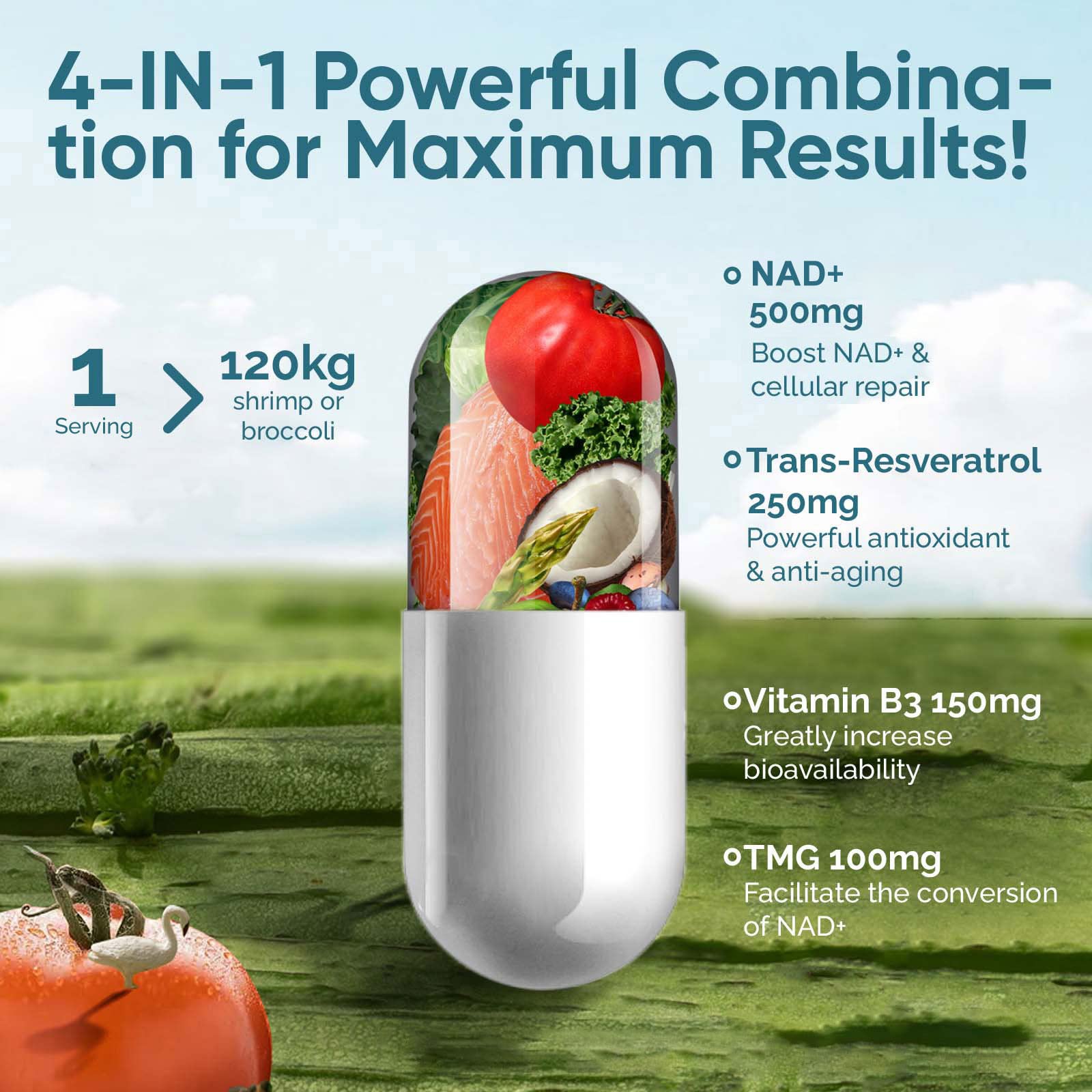 UltraViat NAD+ Supplement 1000mg, Premium NAD+ & Resveratrol Complex for Energy & Anti Aging - 120 Capsules UltraViat uk supplements