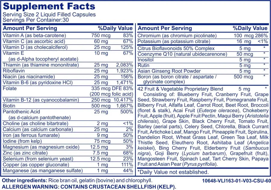 VIGOR ANGEL Multivitamin, 60 Liquid Capsules VIGOR ANGEL uk supplements