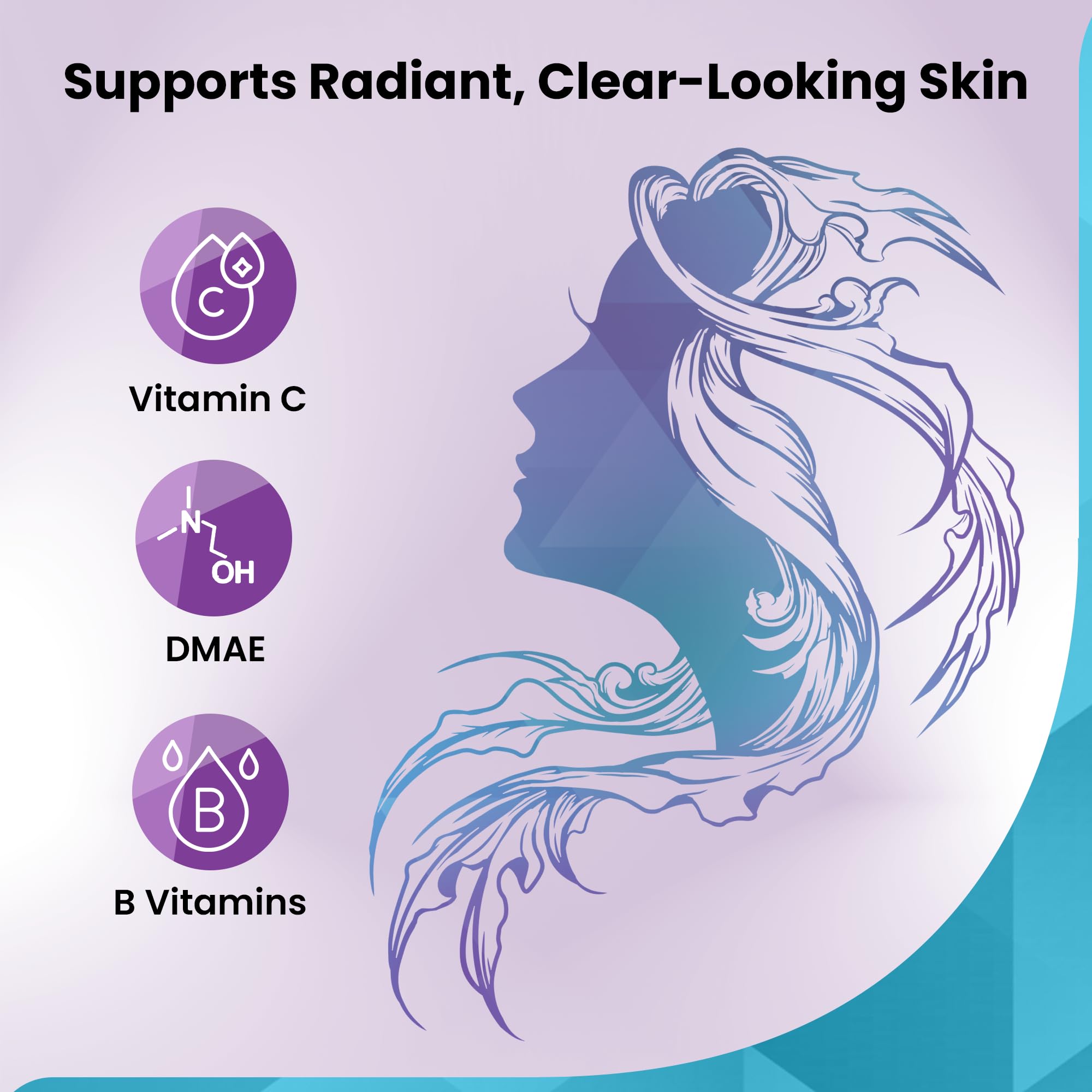 Organic Excellence Hair, Skin and Nails Vitamins for Women & Men – Biotin Supplement 5000 mcg– Hyaluronic Acid - Supports Healthy Hair Growth, Radiant Skin & Strong Nails, 3 Month Supply (90 Tablets) Organic Excellence uk supplements