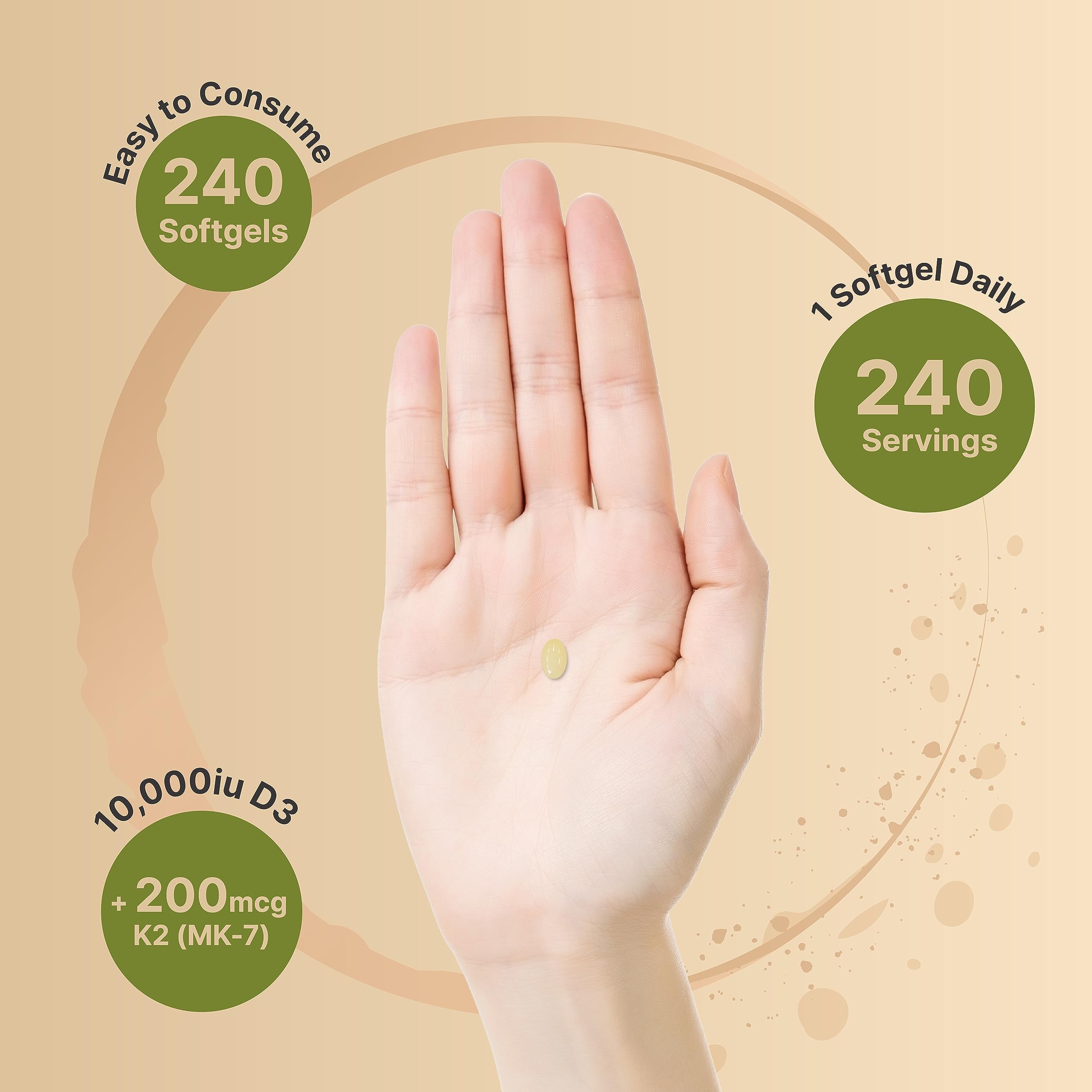 NatureBell Vitamin D3 K2 (10,000 IU Vitamin D + 200mcg Vitamin K MK-7) 240 Softgels NatureBell uk supplements