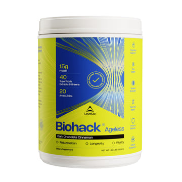 LevelUp Biohack Ageless: Colostrum Collagen Superfoods Antioxidants Spermidine Amino Acids Creatine for Women and Men, Total Body Rejuvenation (Dark Chocolate Cinnamon) LevelUp uk supplements