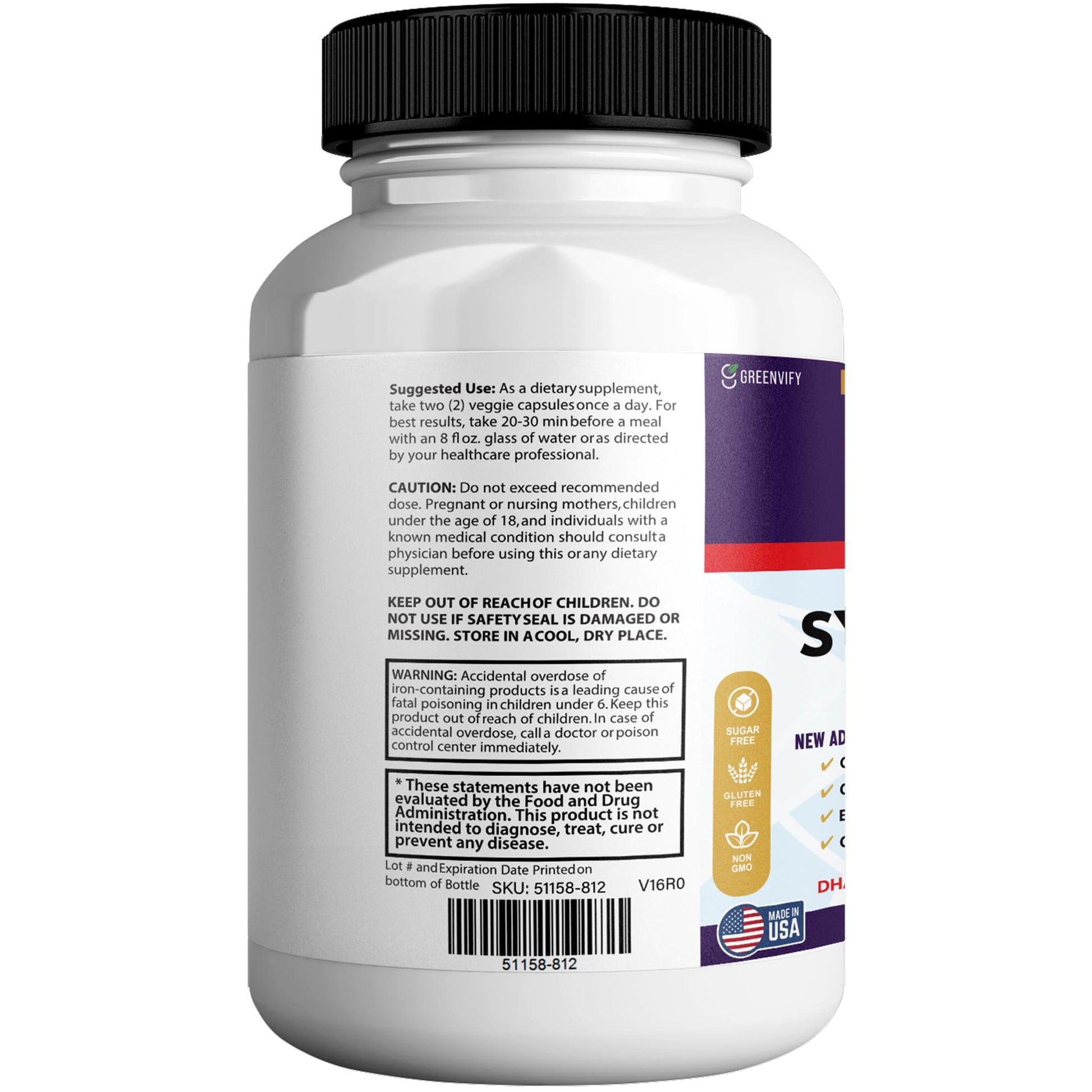 GREENVIFY Synaptic XR Max Extra Strength Brain Support Supplement with Herbal Ingredients, 60 Capsules, DHA Vitamins, Nootropic Formula (1) GREENVIFY uk supplements