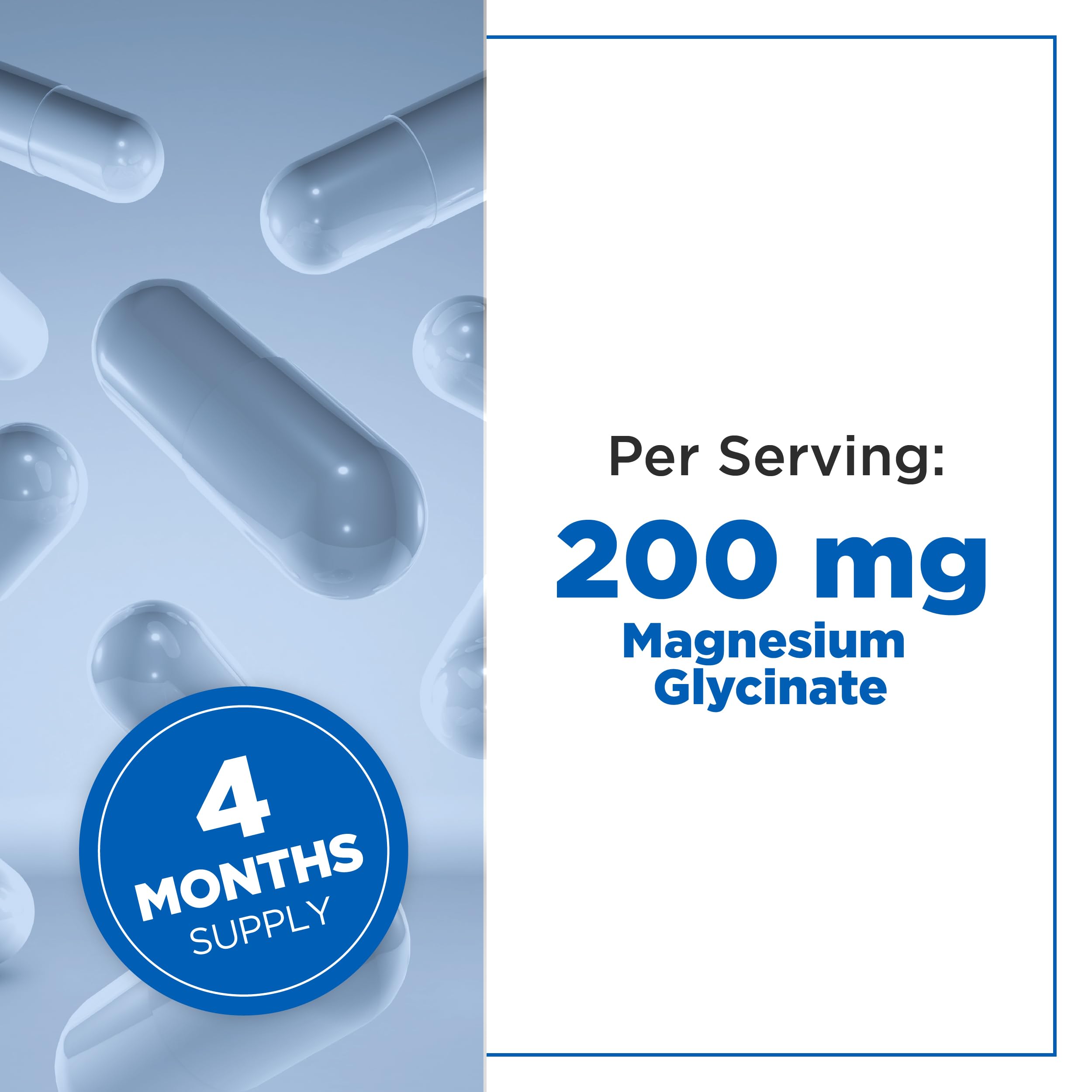 PlantVital Magnesium Glycinate 200mg - Supports Restful Sleep, Muscle & Nerve Function, Normal Heart & Bone Health - Feel Calm & Relax - Vegan, Third Party Tested, Gluten Free, Non-GMO - 120 Capsules Plantvital uk supplements