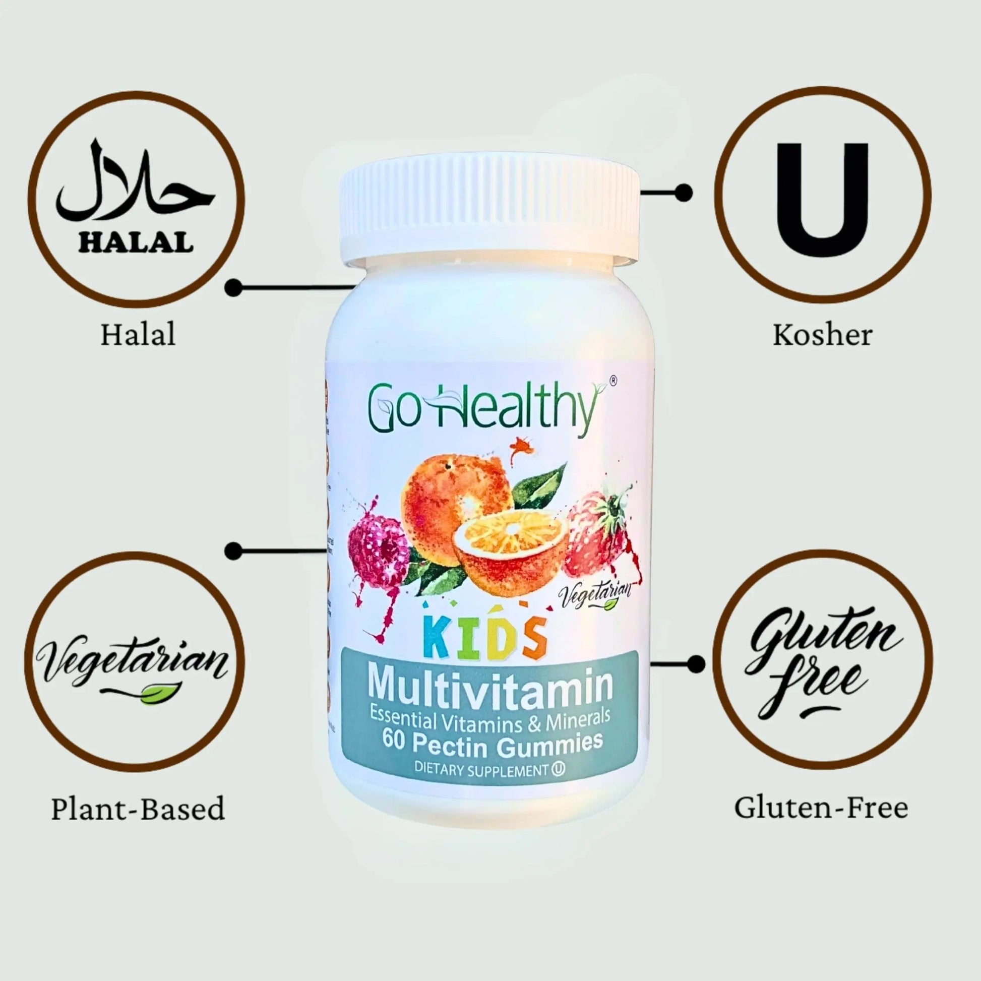 Go Healthy Kids Multivitamin Gummies, Immune Support, Kids Vitamin Gummies, Kosher Kid Vitamin, Halal Go Healthy Natural uk supplements