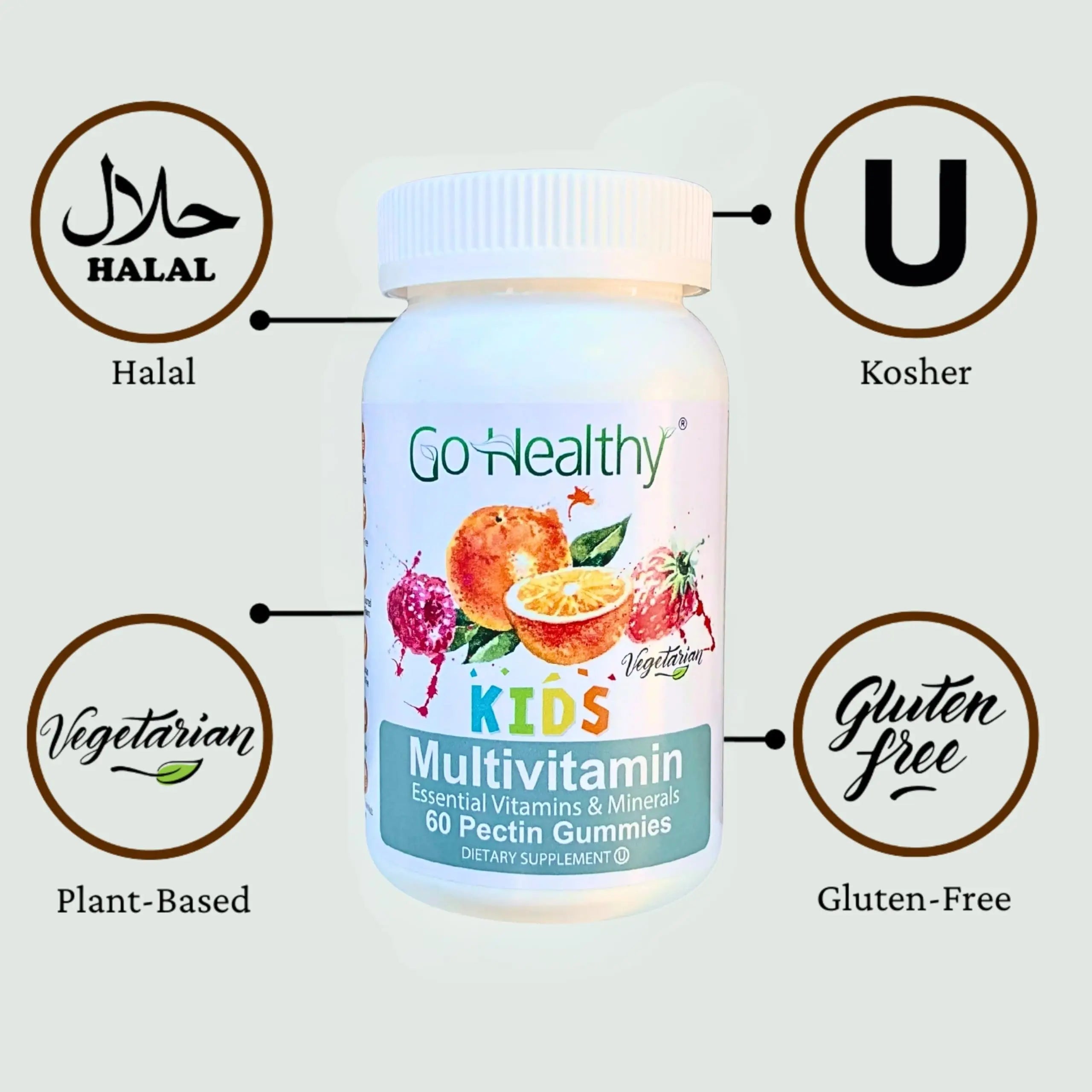 Go Healthy Kids Multivitamin Gummies, Immune Support, Kids Vitamin Gummies, Kosher Kid Vitamin, Halal Go Healthy Natural uk supplements