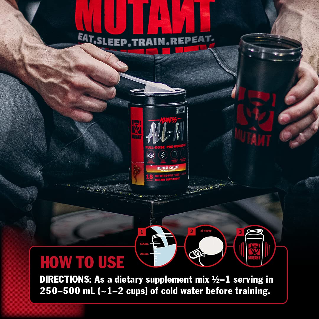 Mutant Madness All-in | Full Dosed Pre-Workout - Tropical Cyclone - 18 Serving - 504 g Mutant uk supplements