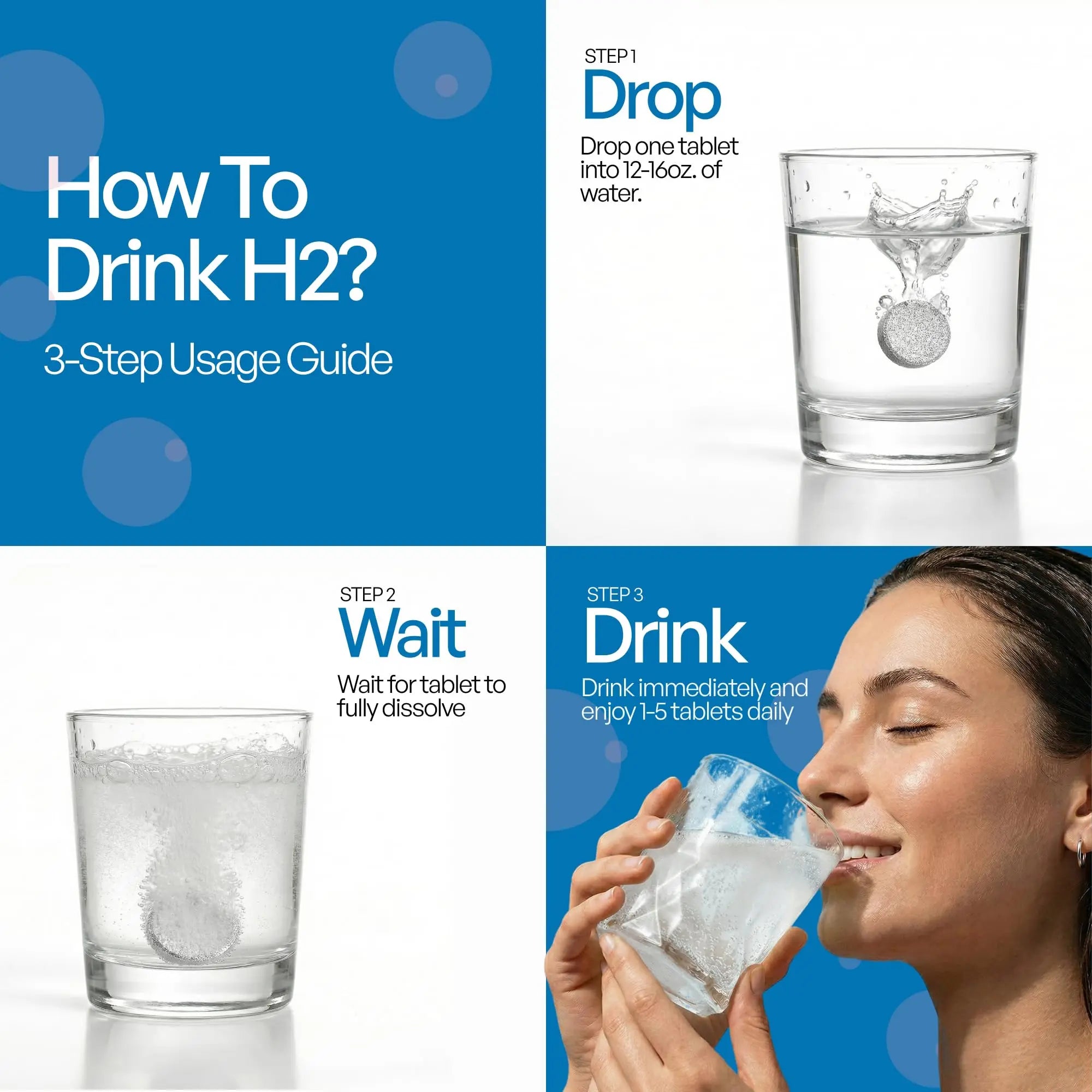 Hydrogen Water Tablets, Molecular Hydrogen Tablets for Drinking Water, Antioxidant-Rich, Supports Brain Energy & Health - Quick-Dissolving - Raspberry H2 Tabs hydroh uk supplements