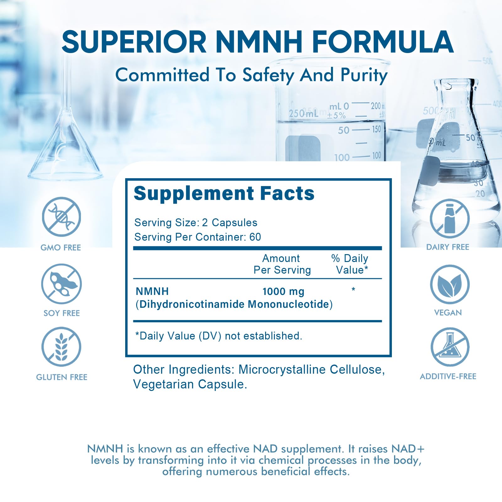 WONERPRO NMNH (NMN Supplement Alternative)，1000mg Per Serving NAD Supplement to Boost NAD+ Levels as We Age, for Anti Aging, Energy, Focus - 120 Capsule WONERPRO uk supplements