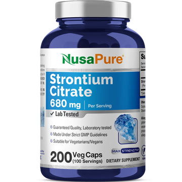 NusaPure Strontium Citrate - Suitable for Vegetarian/Vegan, Non - GMO - 680 mg 200 Capsules NusaPure uk supplements