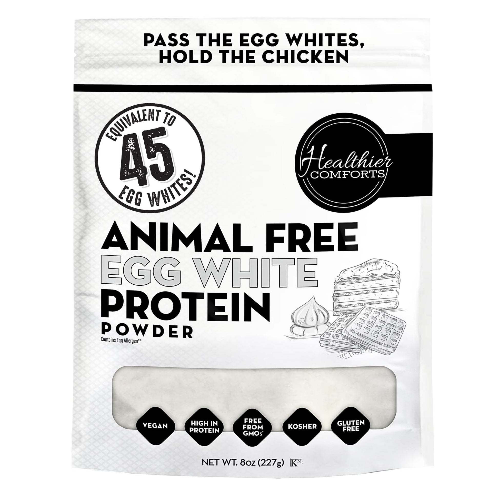 Healthier Comforts Animal-Free Egg White Protein Powder | Make Vegan Egg Omelets, Angel Food Cake, Meringue, Protein Shakes | Whips and Binds Just Like Traditional Egg Whites (8 oz) Healthier Comforts uk supplements