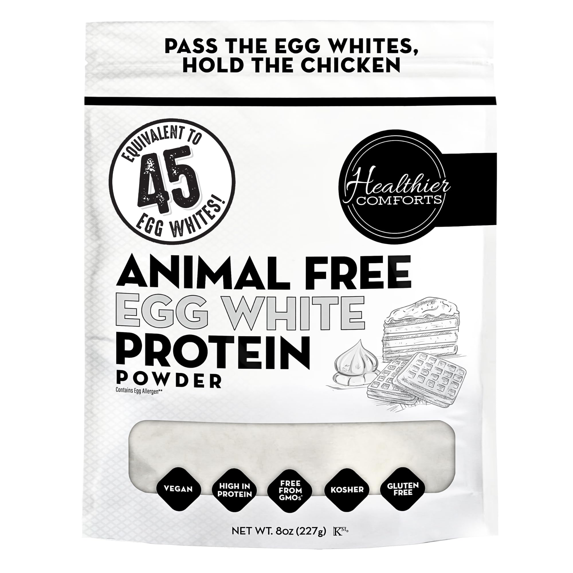 Healthier Comforts Animal-Free Egg White Protein Powder | Make Vegan Egg Omelets, Angel Food Cake, Meringue, Protein Shakes | Whips and Binds Just Like Traditional Egg Whites (8 oz) Healthier Comforts uk supplements