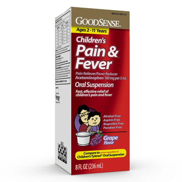 GoodSense Children's Pain and Fever, Acetaminophen 160 mg per 5 mL Oral Suspension, Grape Flavor, 8 FL OZ GoodSense uk supplements