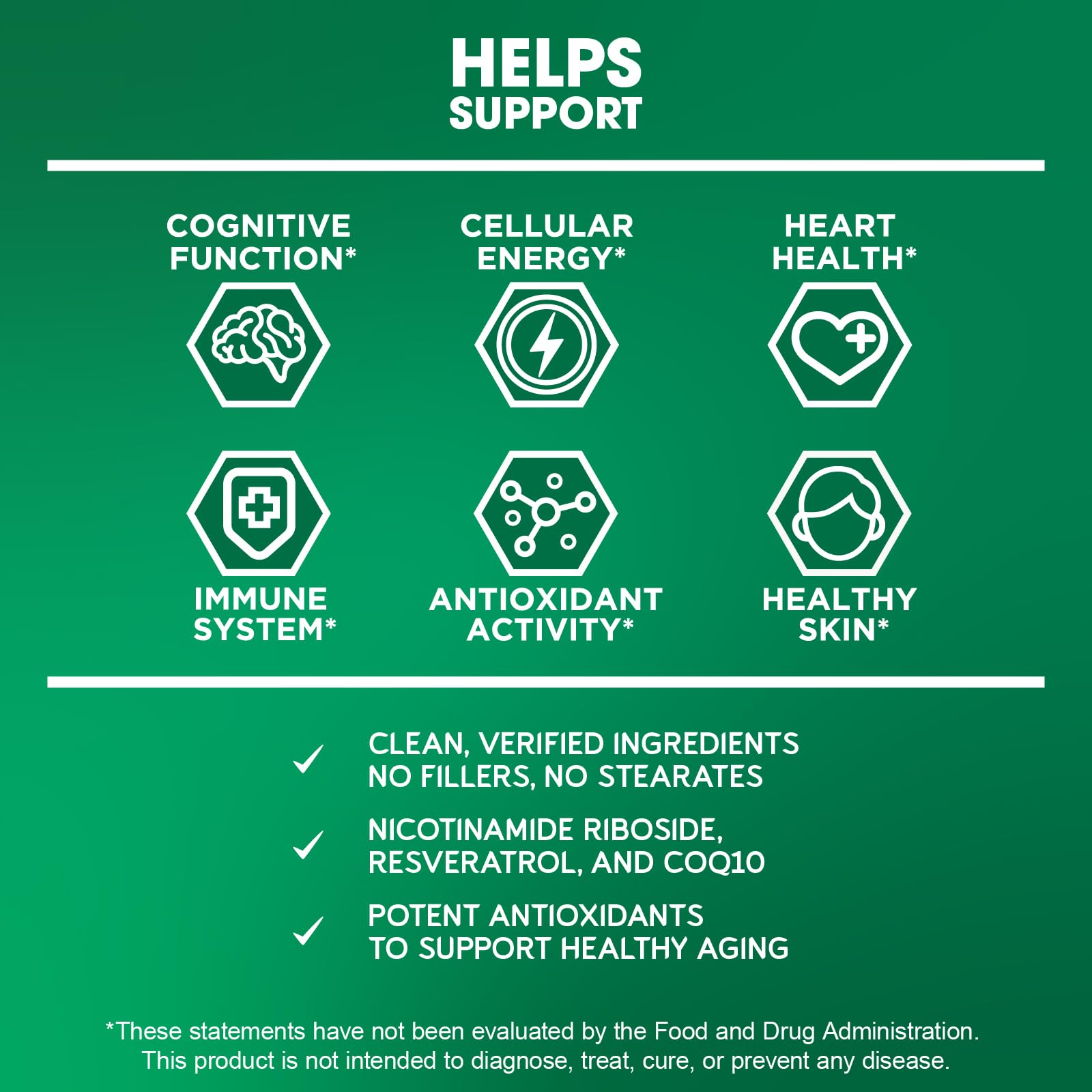 BioEmblem NAD+ Supplement | 300 mg Nicotinamide Riboside with CoQ10 & Resveratrol | Supports Healthy Aging, Cellular Energy and Cognitive Function | Non-GMO, Gluten Free - 45 Capsules BioEmblem uk supplements