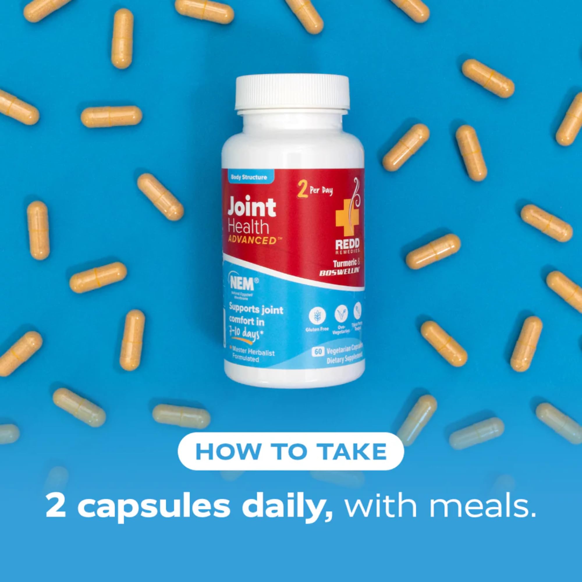 Redd Remedies, Joint Health Advanced, Helps Strengthen Connective Tissue and Cartilage, Fast-Acting Comfort with Boswellia Serrata and Turmeric, 120 Vegetarian Capsules Redd Remedies uk supplements